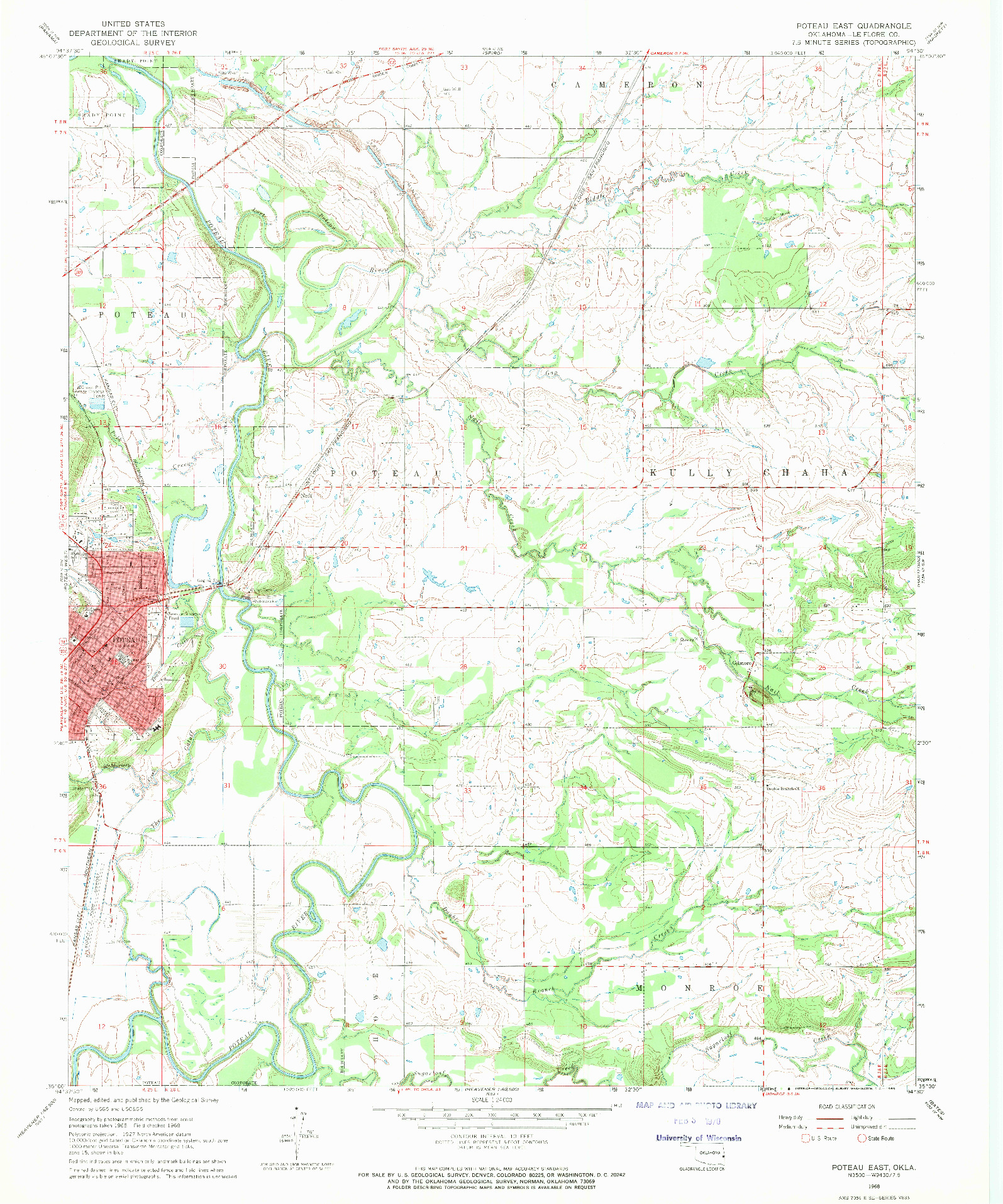 USGS 1:24000-SCALE QUADRANGLE FOR POTEAU EAST, OK 1968