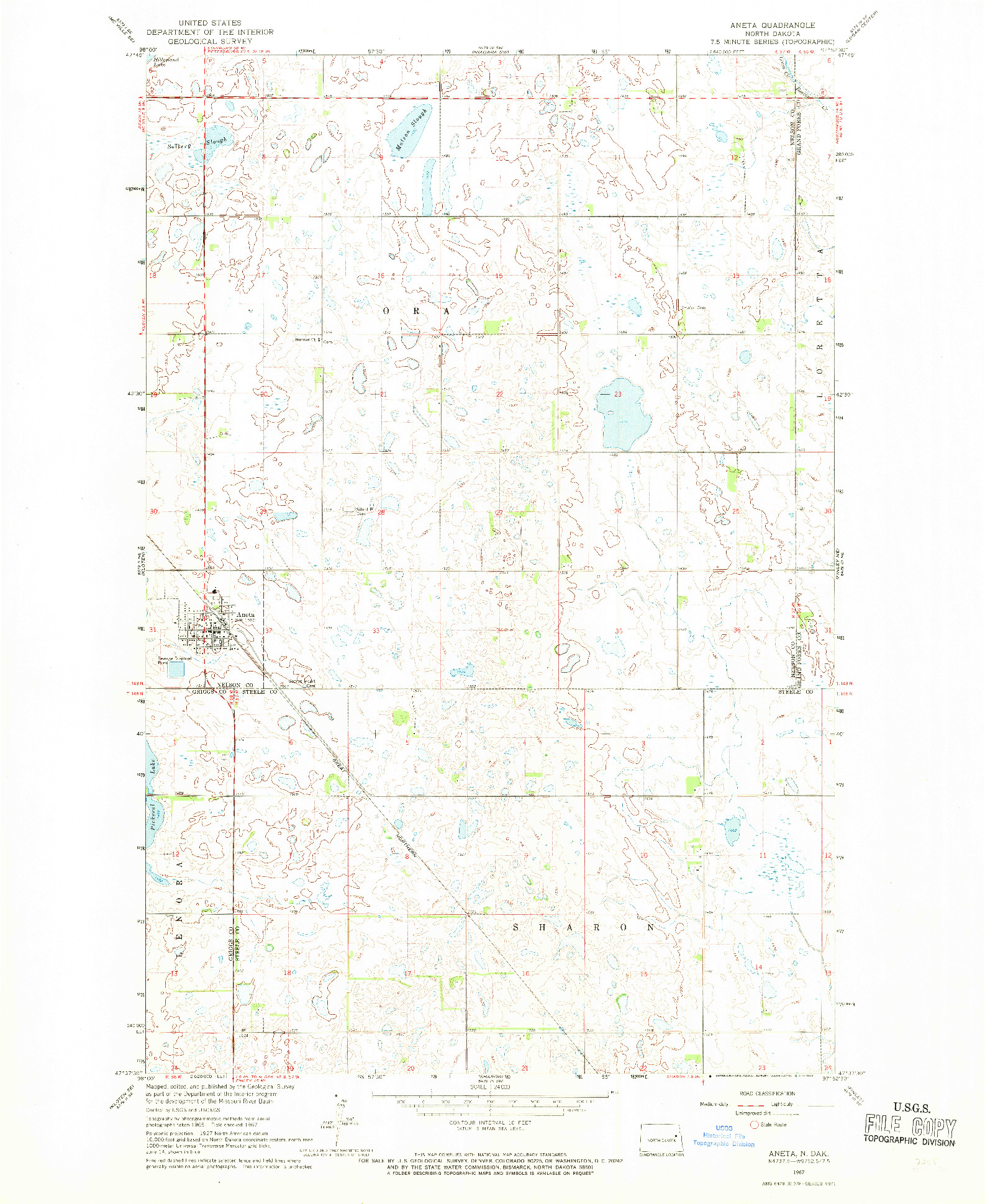 USGS 1:24000-SCALE QUADRANGLE FOR ANETA, ND 1967