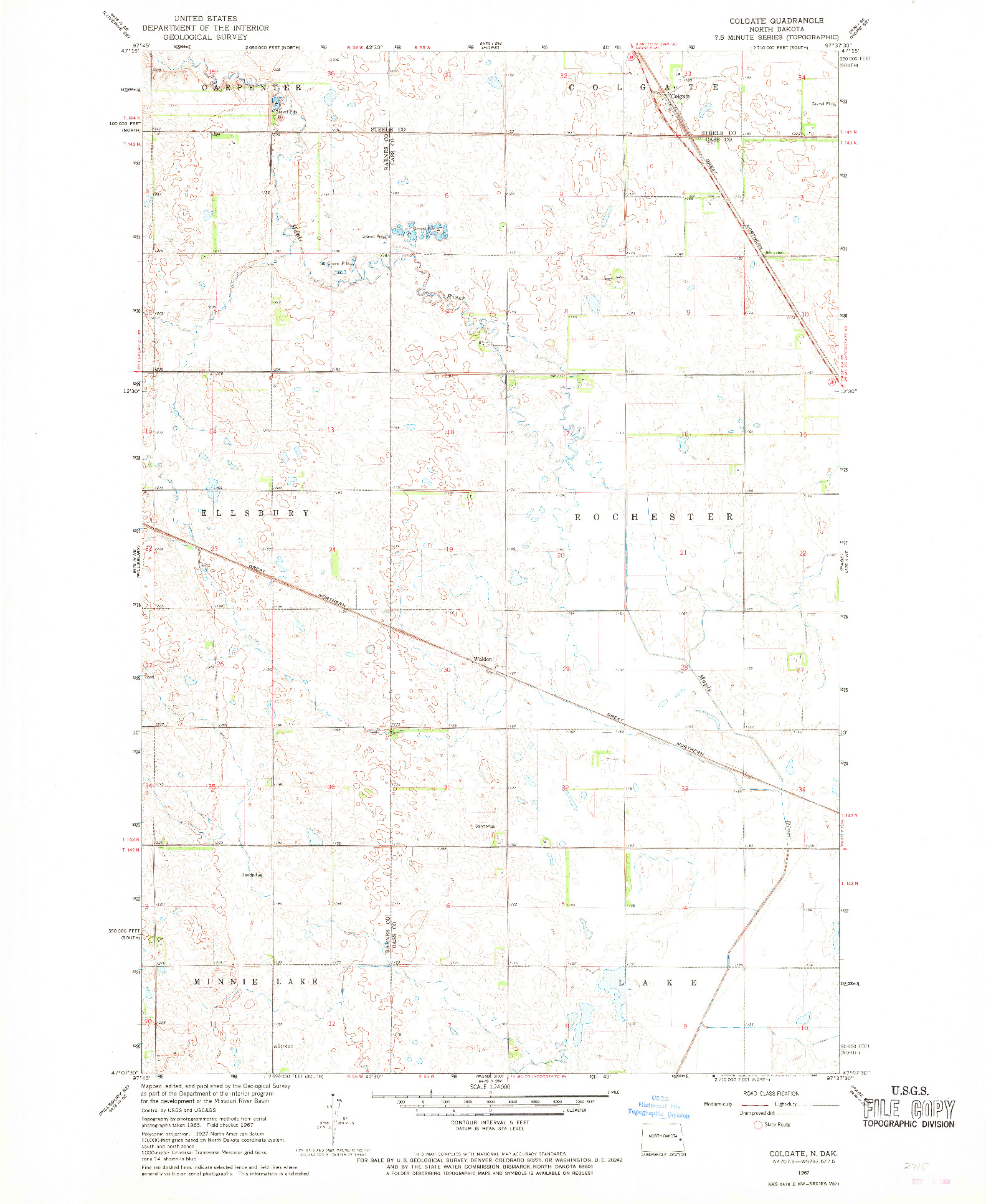 USGS 1:24000-SCALE QUADRANGLE FOR COLGATE, ND 1967