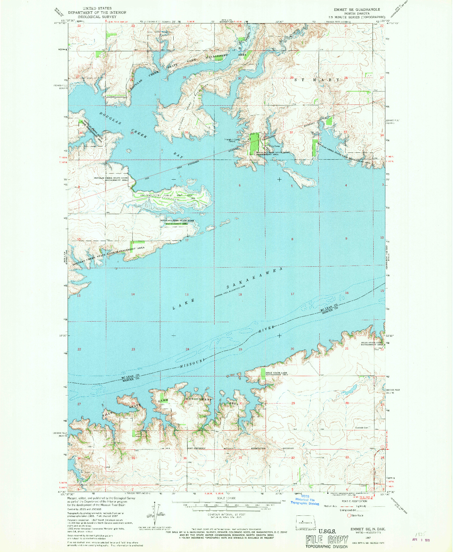 USGS 1:24000-SCALE QUADRANGLE FOR EMMET SE, ND 1967