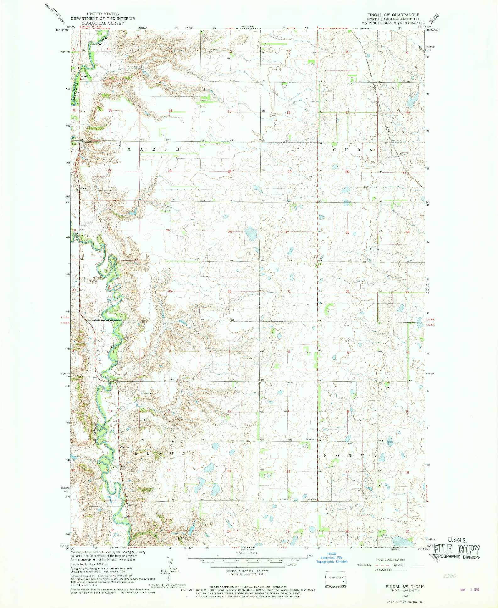 USGS 1:24000-SCALE QUADRANGLE FOR FINGAL SW, ND 1967