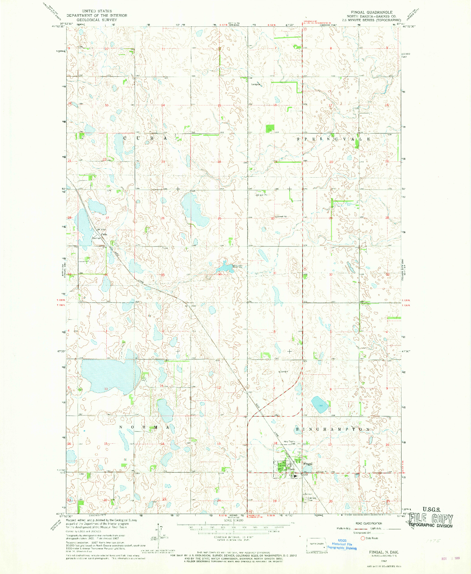 USGS 1:24000-SCALE QUADRANGLE FOR FINGAL, ND 1967