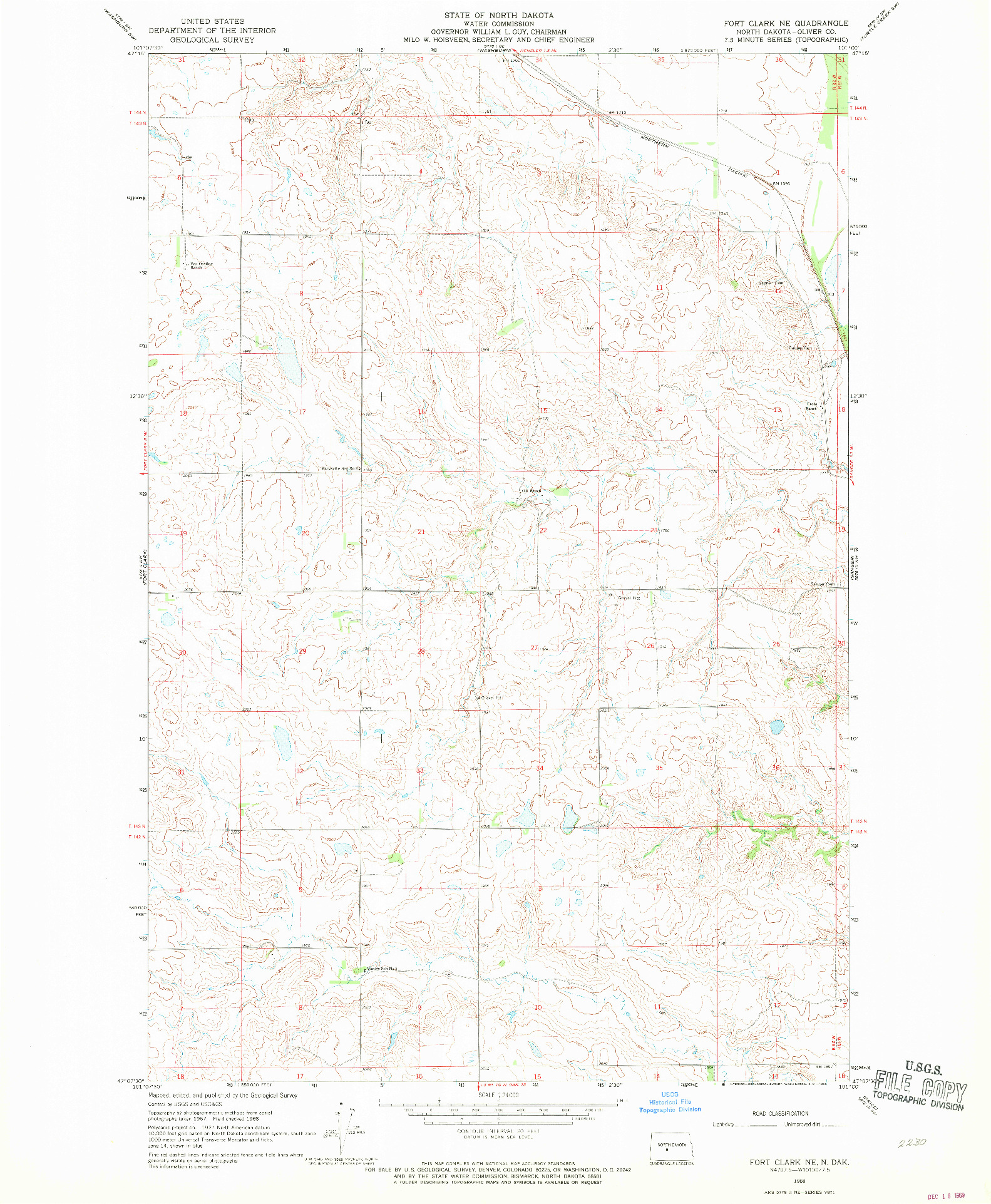 USGS 1:24000-SCALE QUADRANGLE FOR FORT CLARK NE, ND 1968