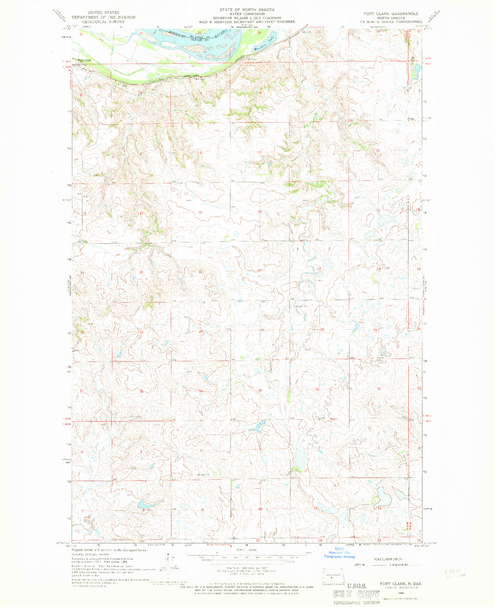 USGS 1:24000-SCALE QUADRANGLE FOR FORT CLARK, ND 1968