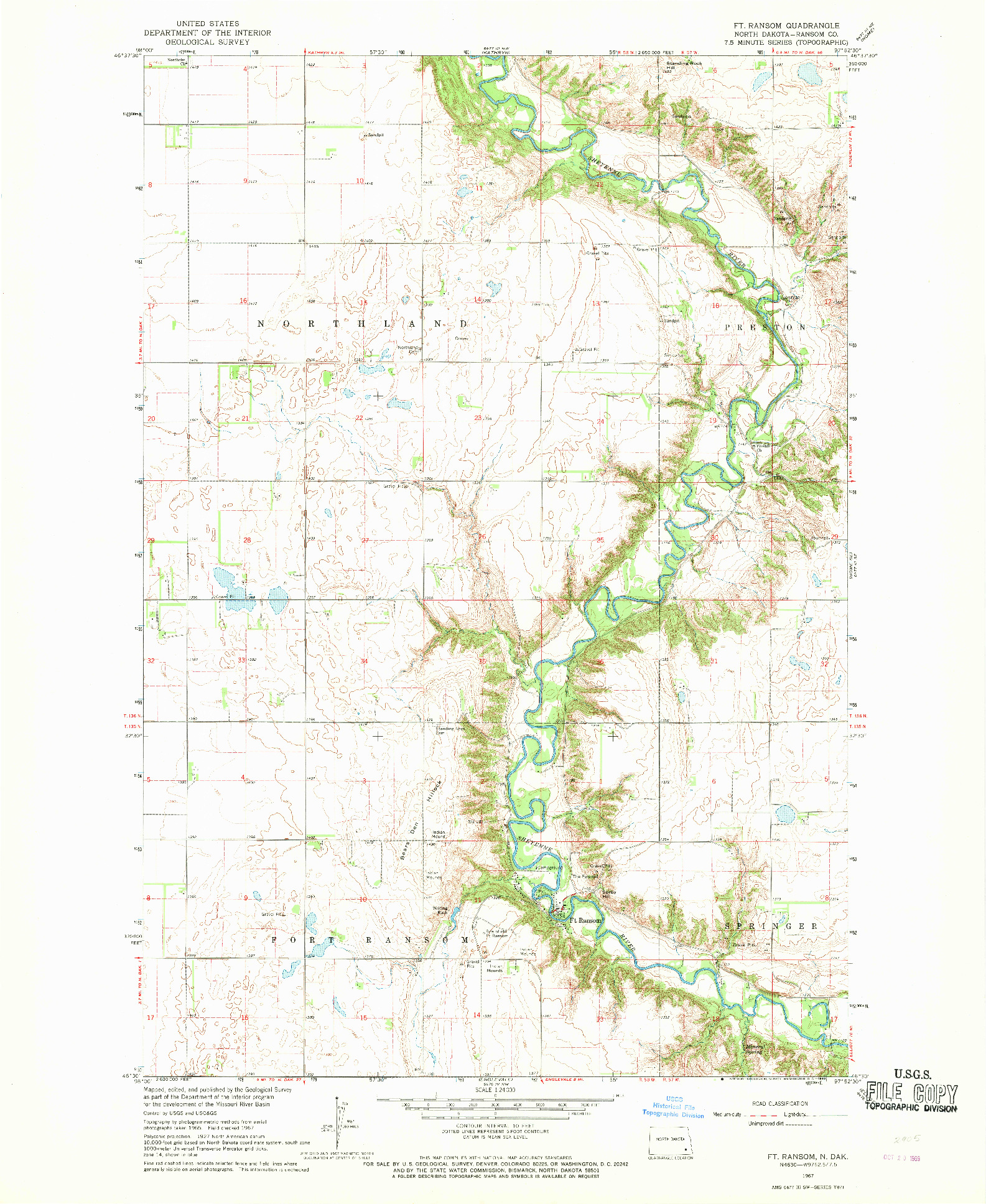 USGS 1:24000-SCALE QUADRANGLE FOR FT. RANSOM, ND 1967