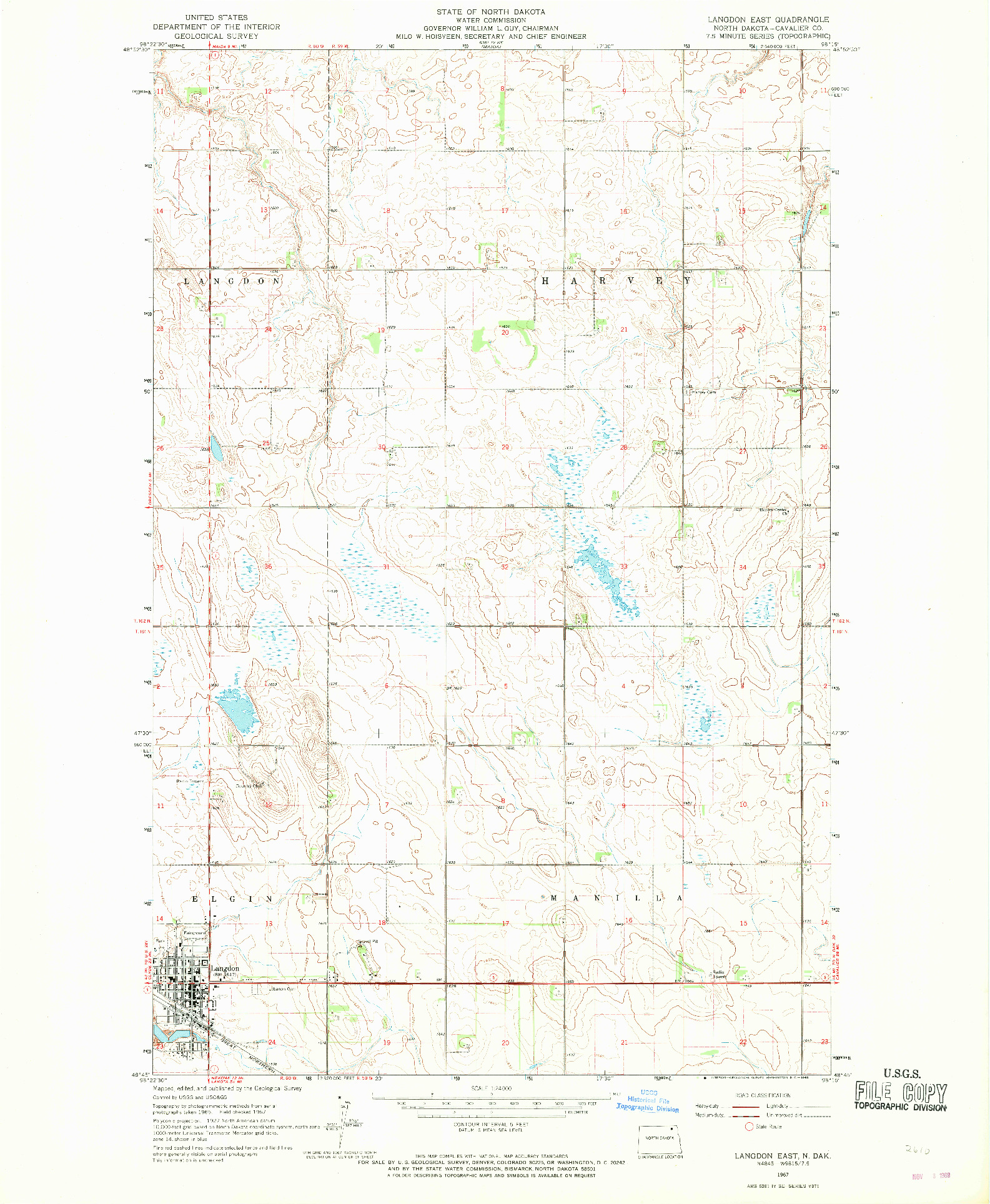 USGS 1:24000-SCALE QUADRANGLE FOR LANGDON EAST, ND 1967