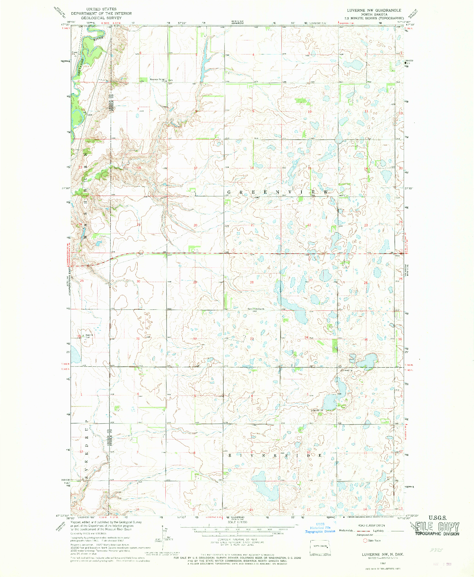 USGS 1:24000-SCALE QUADRANGLE FOR LUVERNE NW, ND 1967
