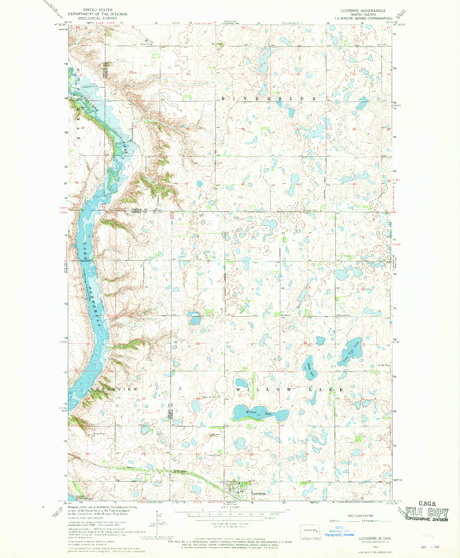 USGS 1:24000-SCALE QUADRANGLE FOR LUVERNE, ND 1967
