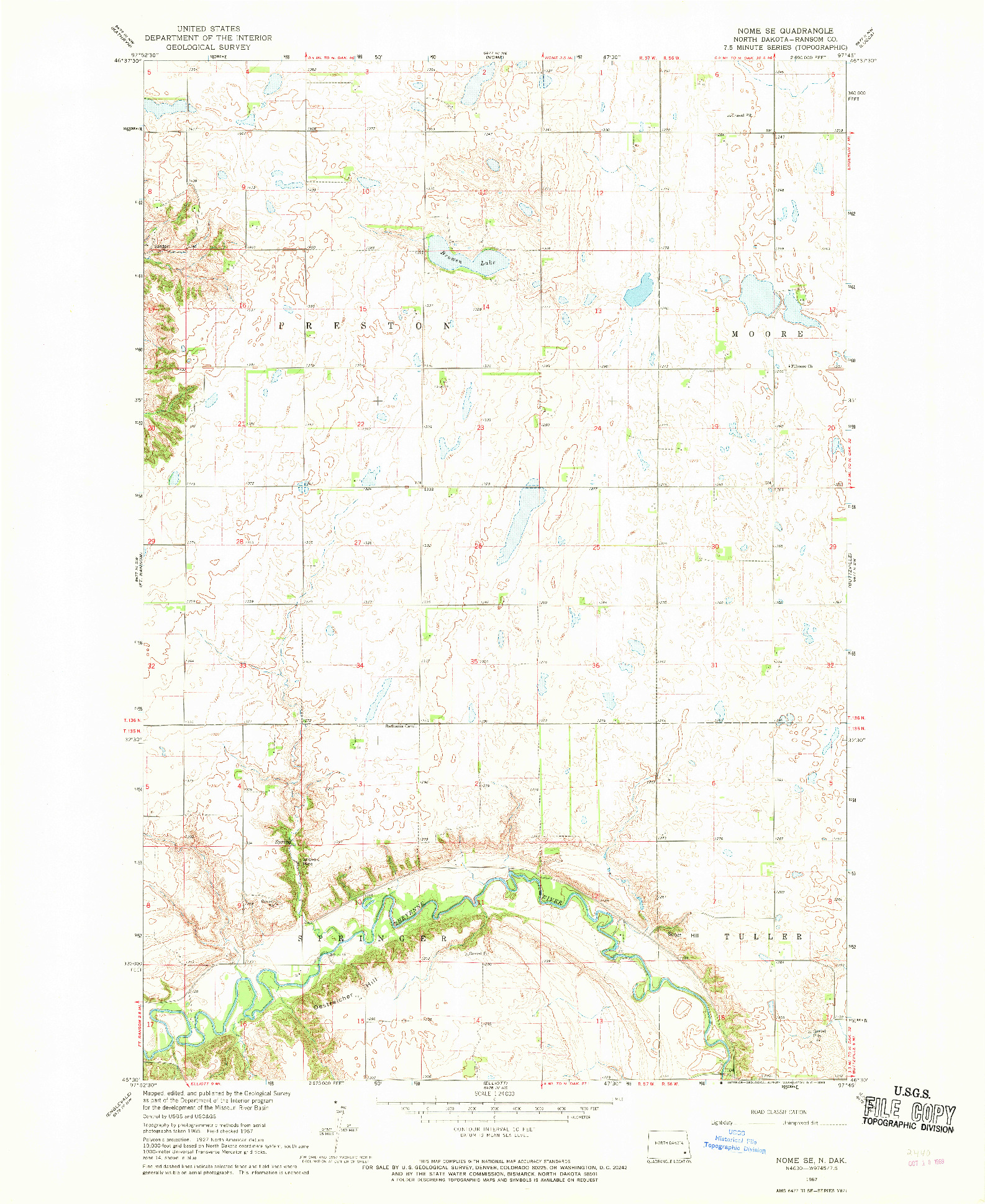 USGS 1:24000-SCALE QUADRANGLE FOR NOME SE, ND 1967
