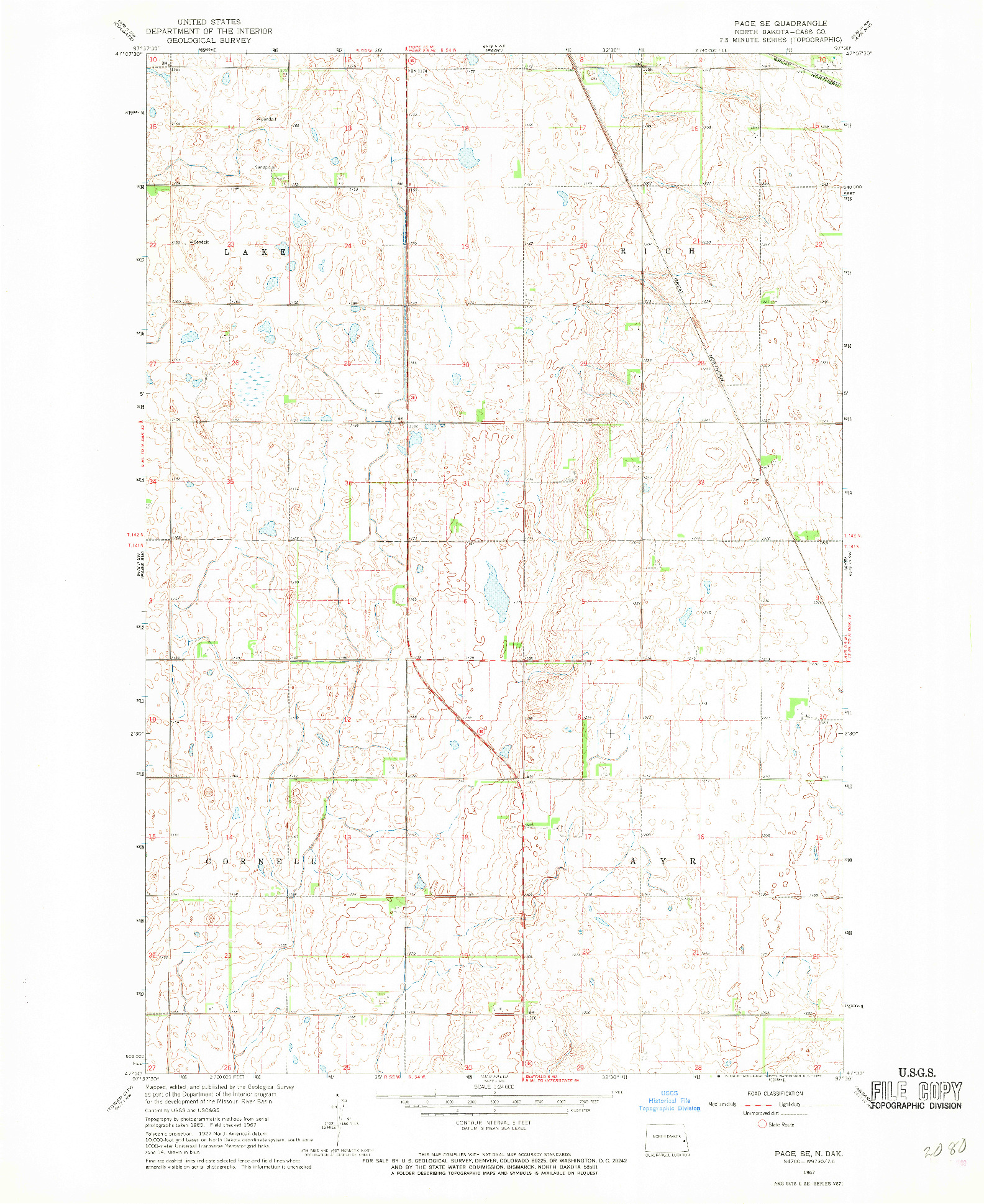 USGS 1:24000-SCALE QUADRANGLE FOR PAGE SE, ND 1967