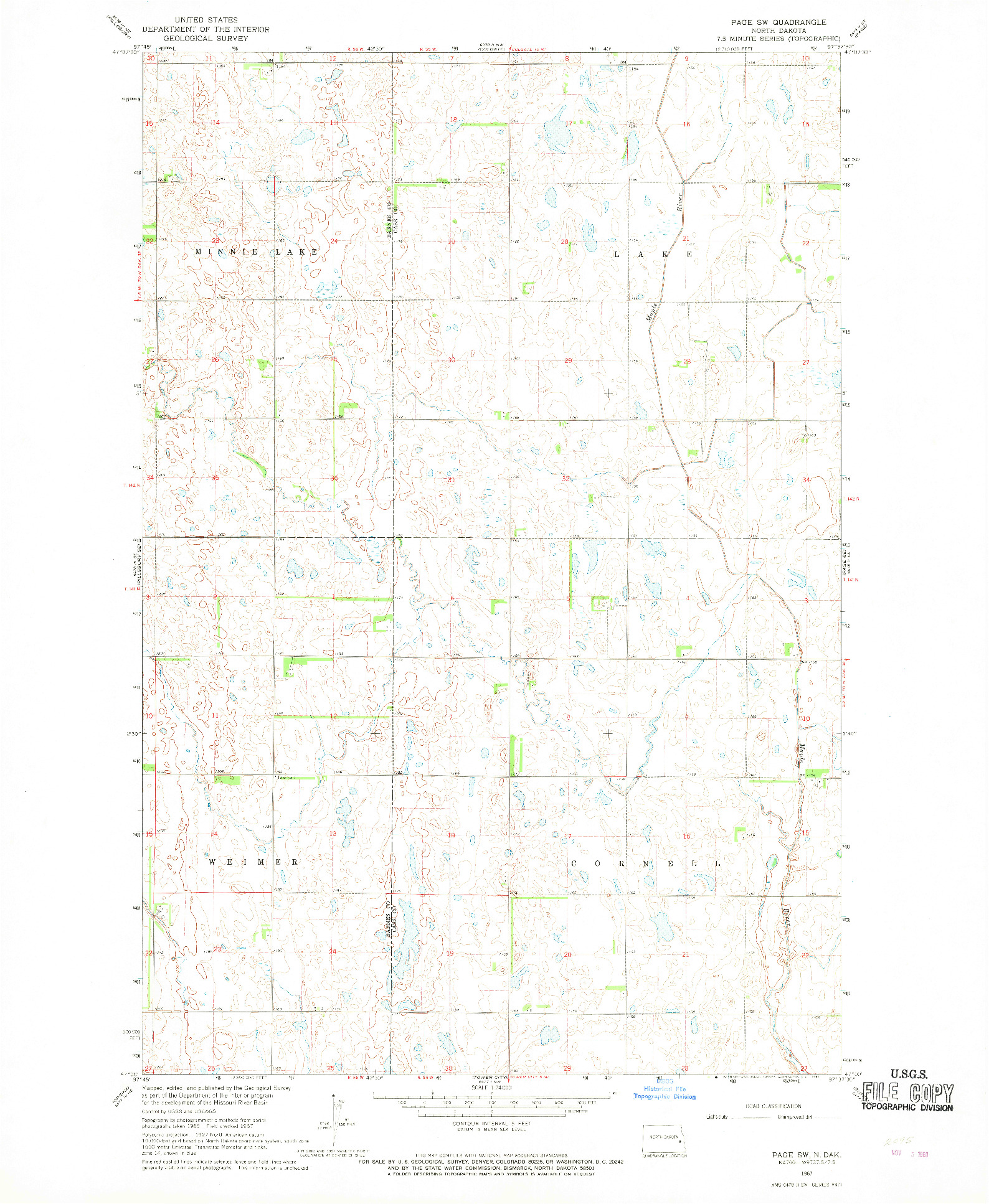 USGS 1:24000-SCALE QUADRANGLE FOR PAGE SW, ND 1967