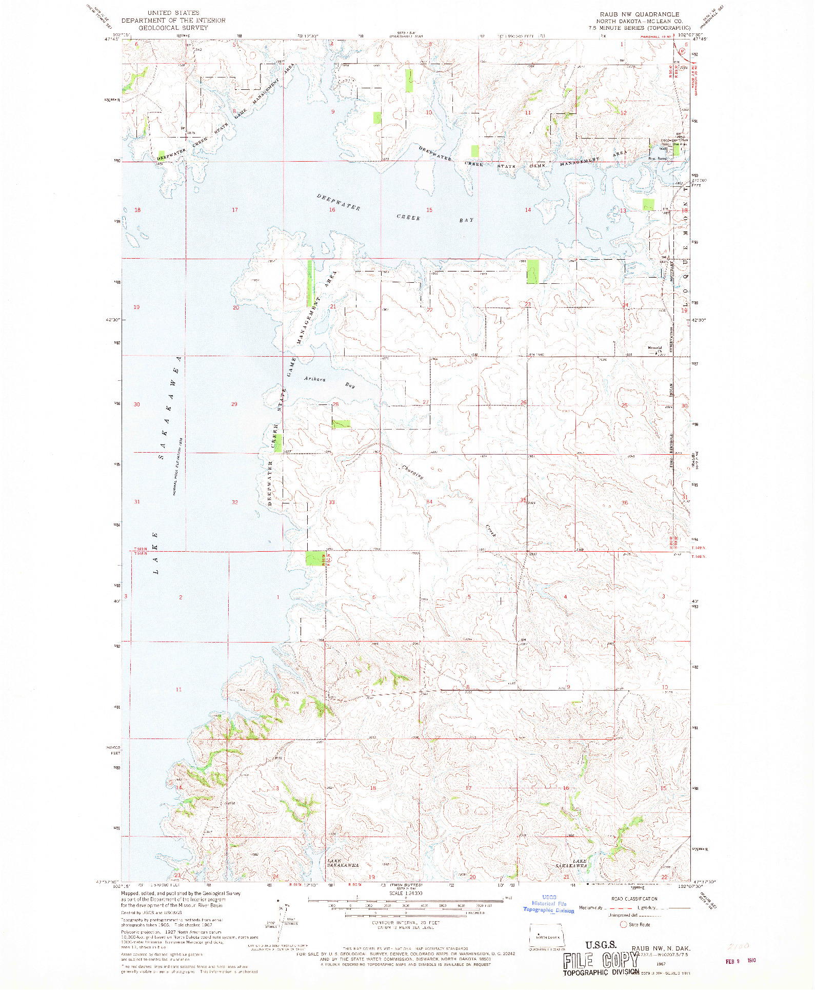 USGS 1:24000-SCALE QUADRANGLE FOR RAUB NW, ND 1967