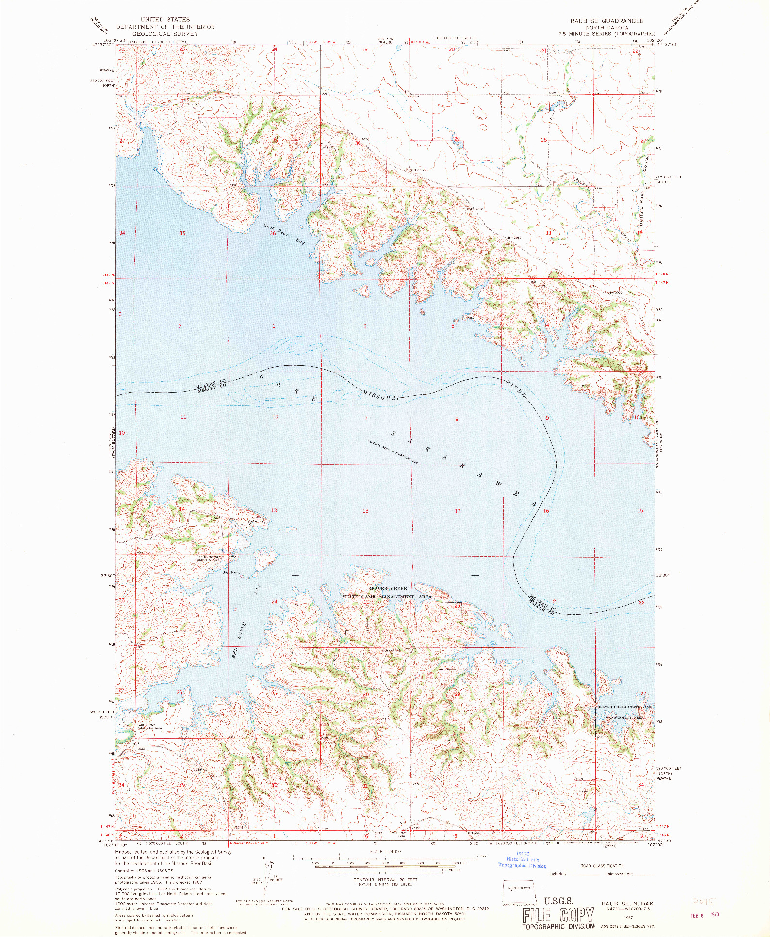 USGS 1:24000-SCALE QUADRANGLE FOR RAUB SE, ND 1967