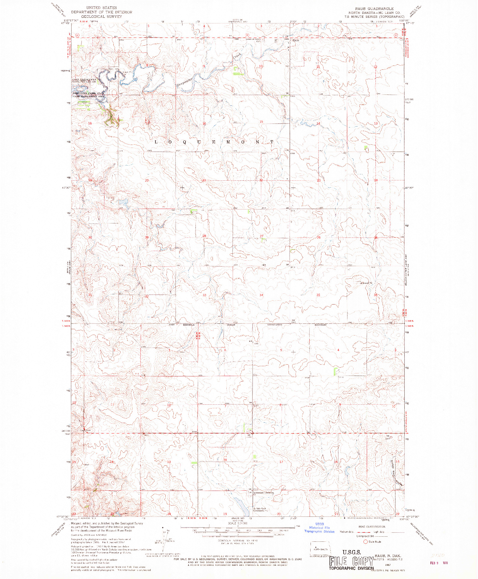 USGS 1:24000-SCALE QUADRANGLE FOR RAUB, ND 1967