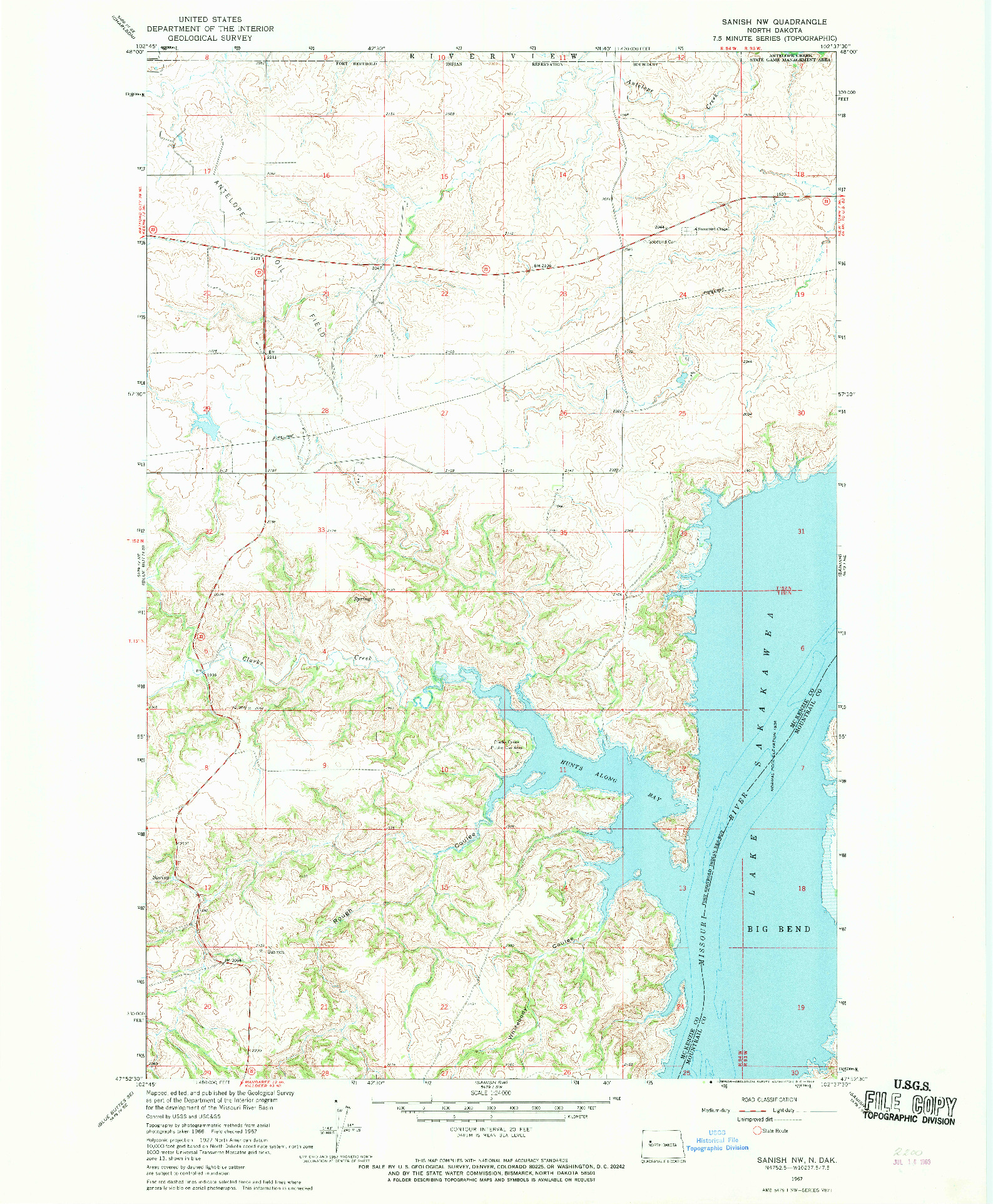 USGS 1:24000-SCALE QUADRANGLE FOR SANISH NW, ND 1967