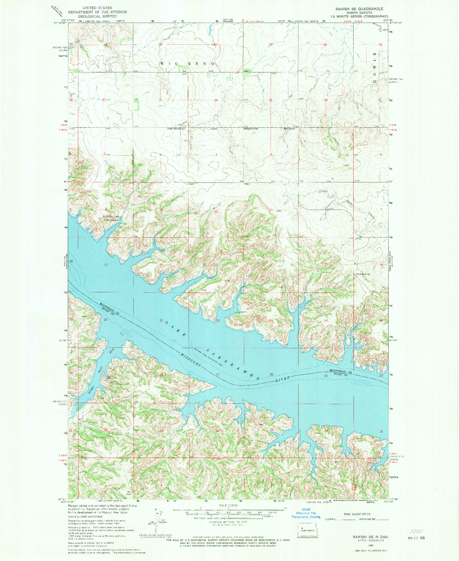 USGS 1:24000-SCALE QUADRANGLE FOR SANISH SE, ND 1967