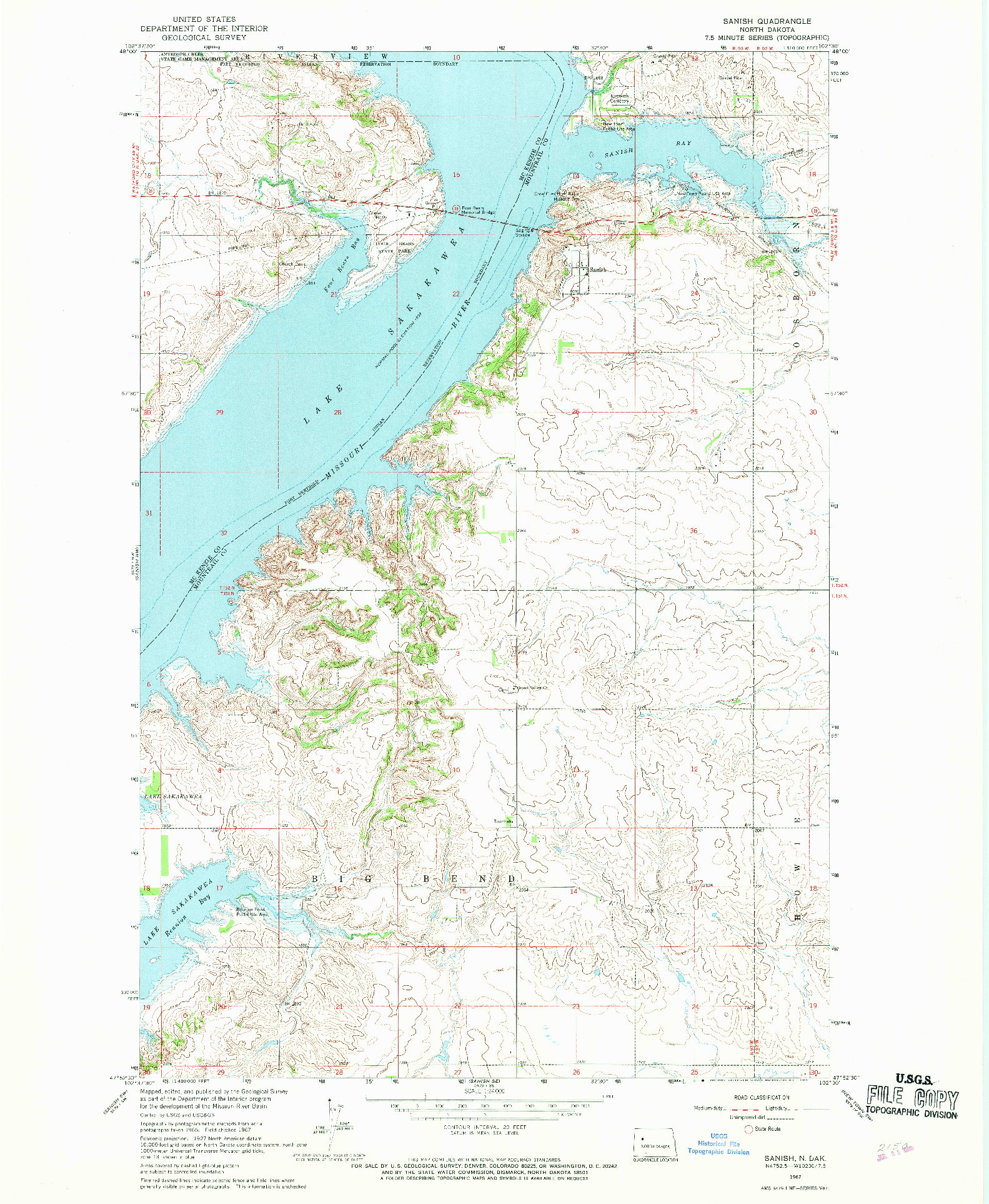 USGS 1:24000-SCALE QUADRANGLE FOR SANISH, ND 1967