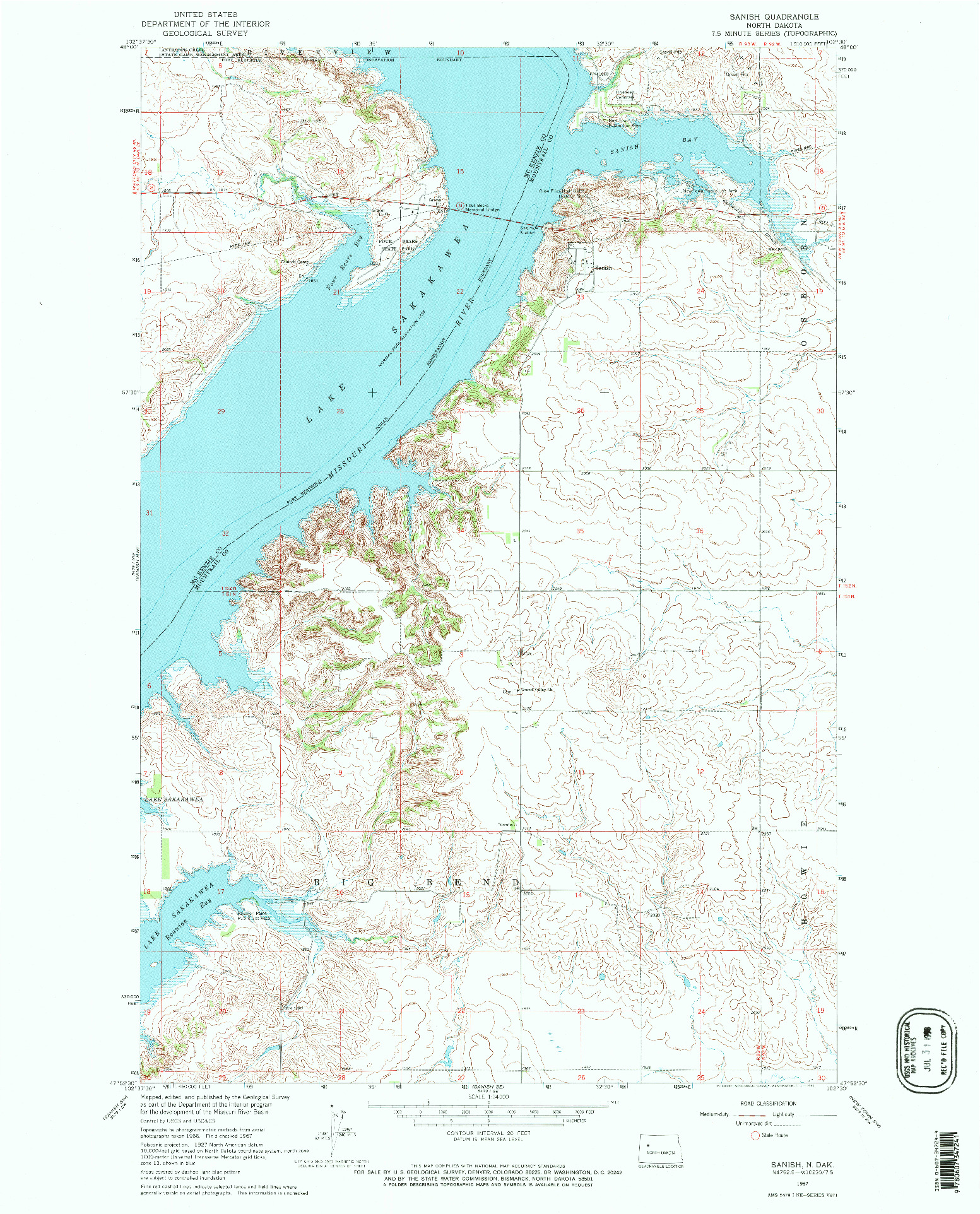 USGS 1:24000-SCALE QUADRANGLE FOR SANISH, ND 1967