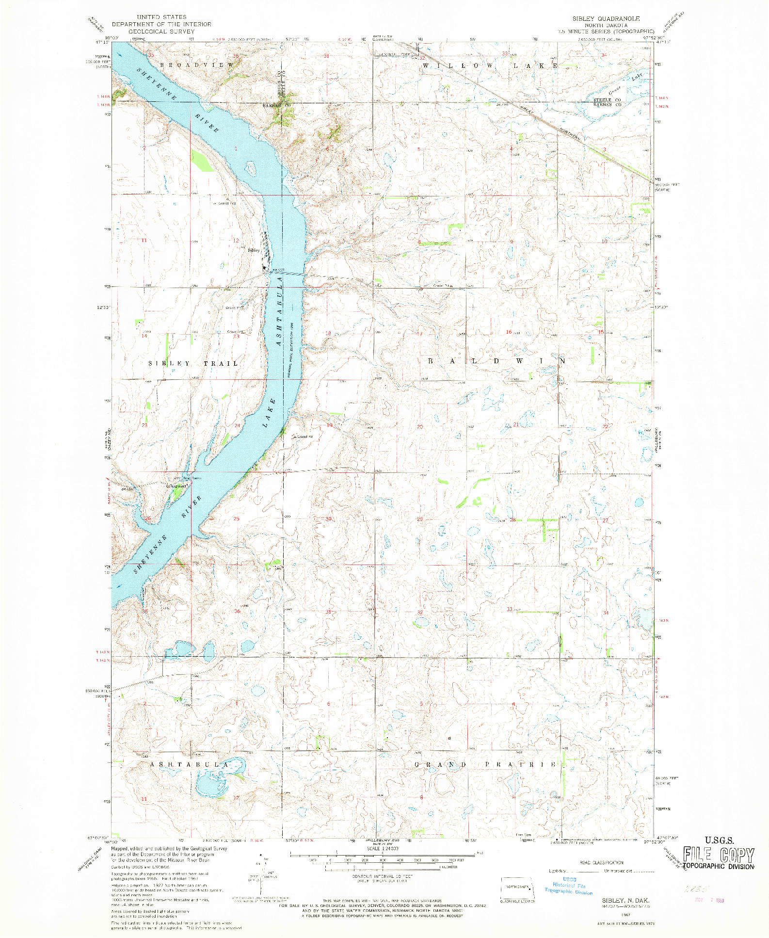 USGS 1:24000-SCALE QUADRANGLE FOR SIBLEY, ND 1967