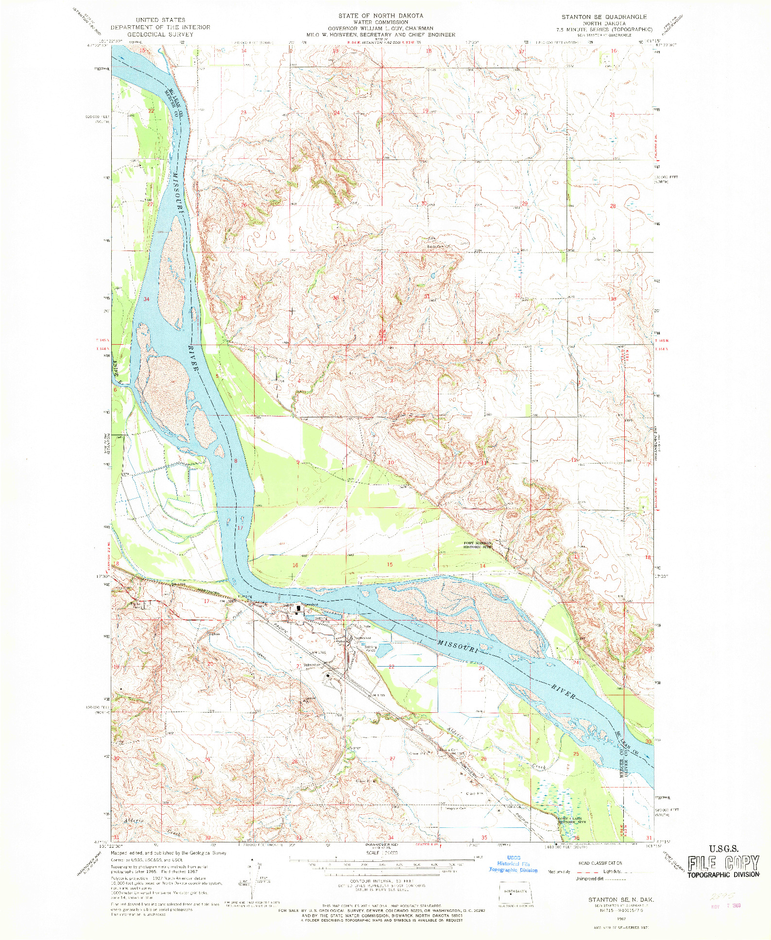 USGS 1:24000-SCALE QUADRANGLE FOR STANTON SE, ND 1967