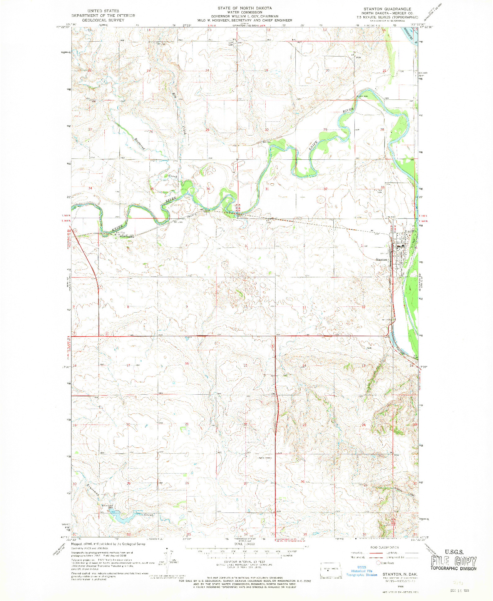 USGS 1:24000-SCALE QUADRANGLE FOR STANTON, ND 1968