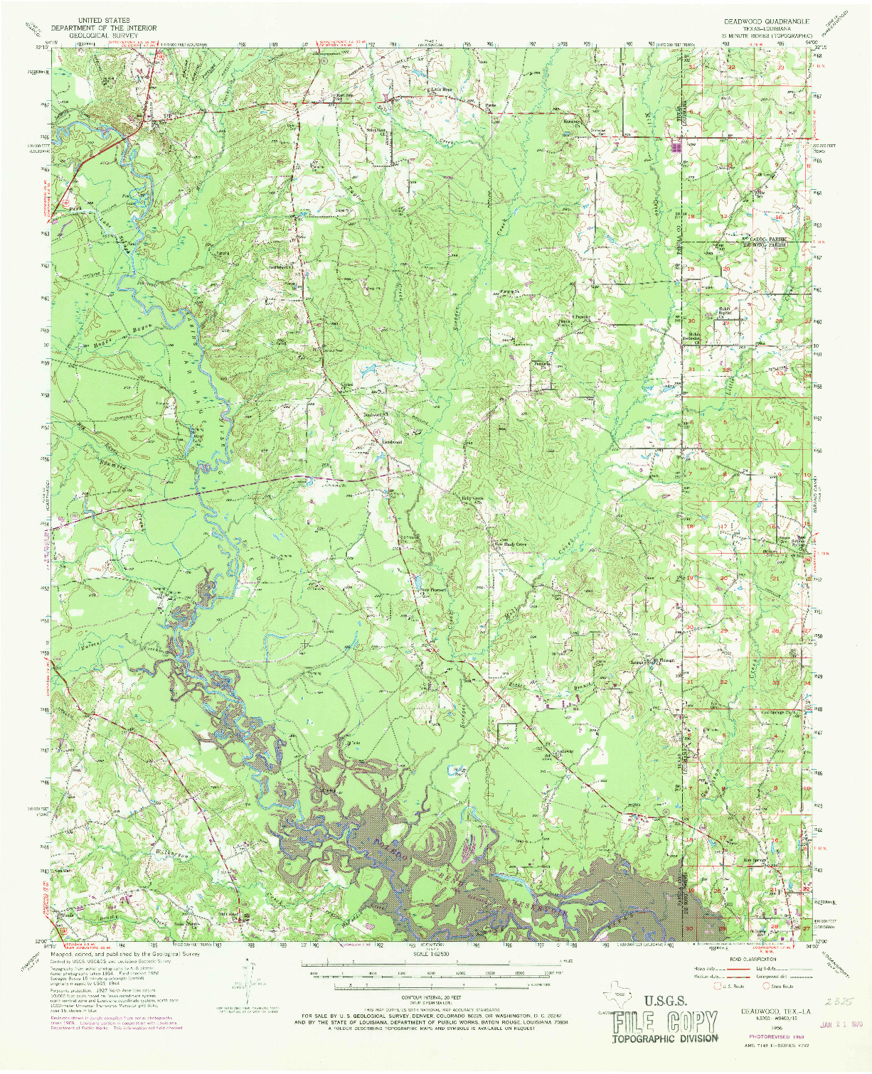 USGS 1:62500-SCALE QUADRANGLE FOR DEADWOOD, TX 1956