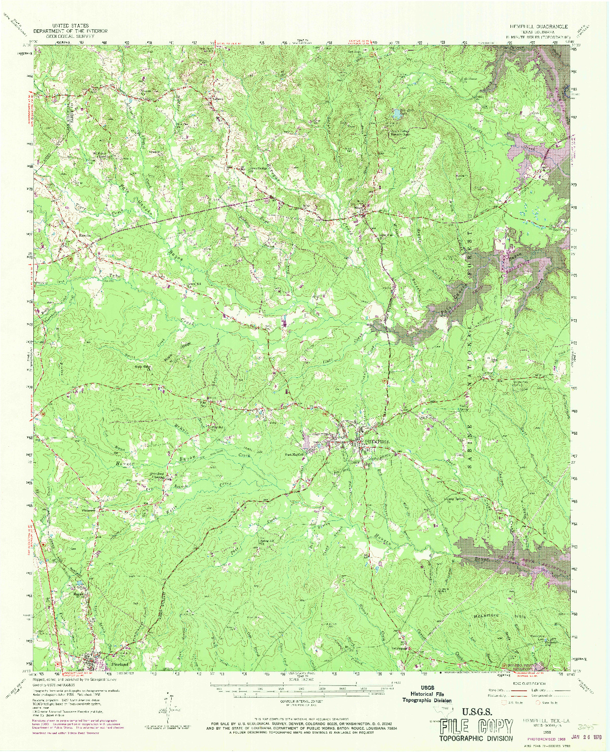 USGS 1:62500-SCALE QUADRANGLE FOR HEMPHILL, TX 1958