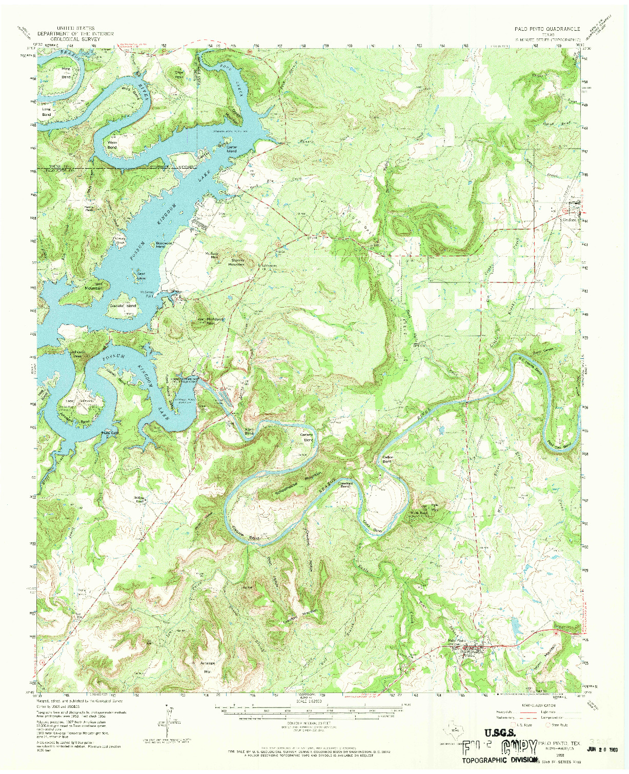 USGS 1:62500-SCALE QUADRANGLE FOR PALO PINTO, TX 1958