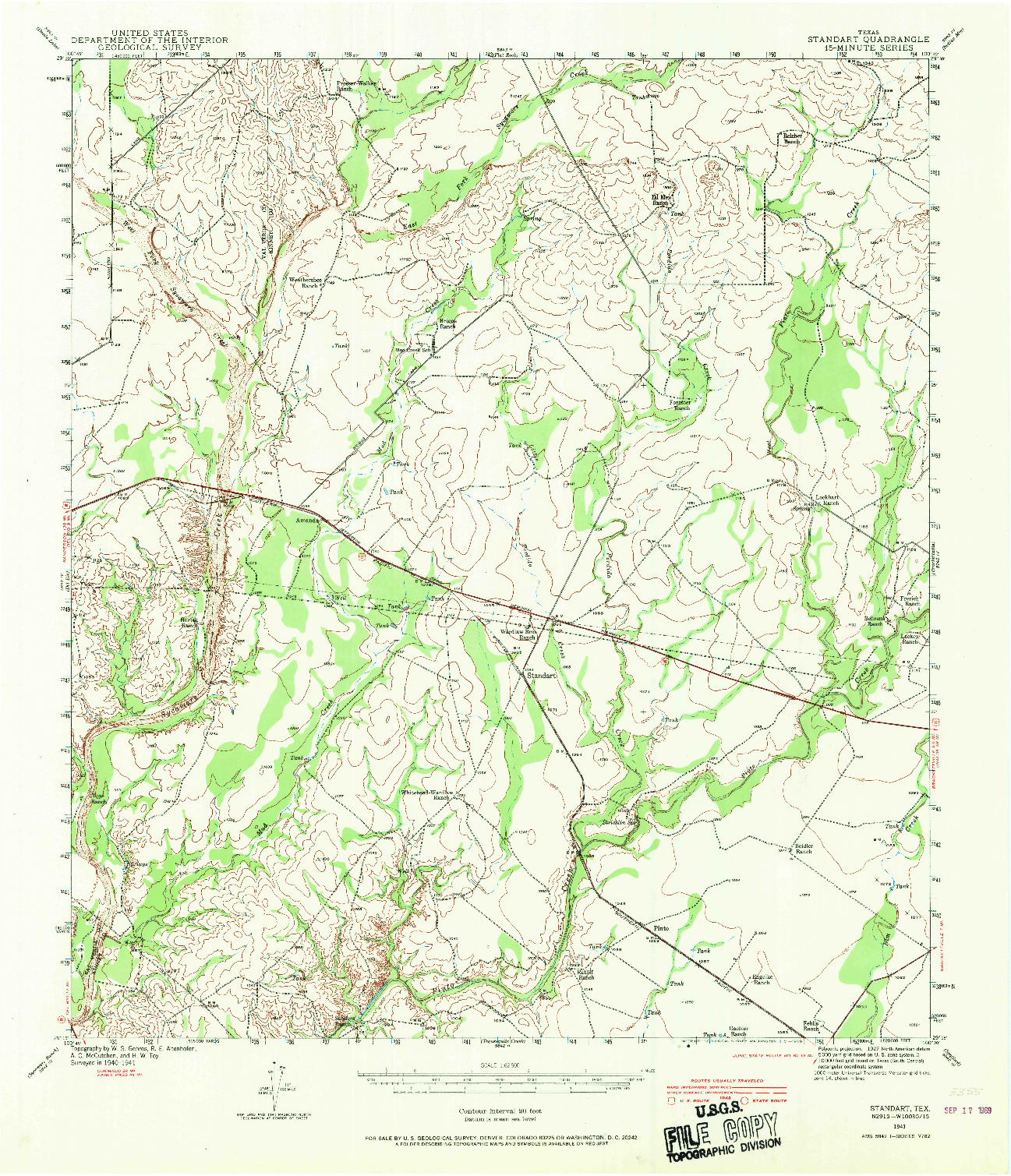USGS 1:62500-SCALE QUADRANGLE FOR STANDART, TX 1941