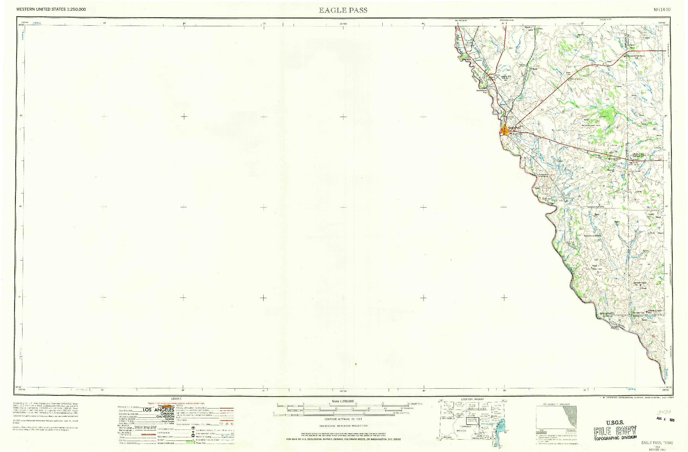 USGS 1:250000-SCALE QUADRANGLE FOR EAGLE PASS, TX 1958