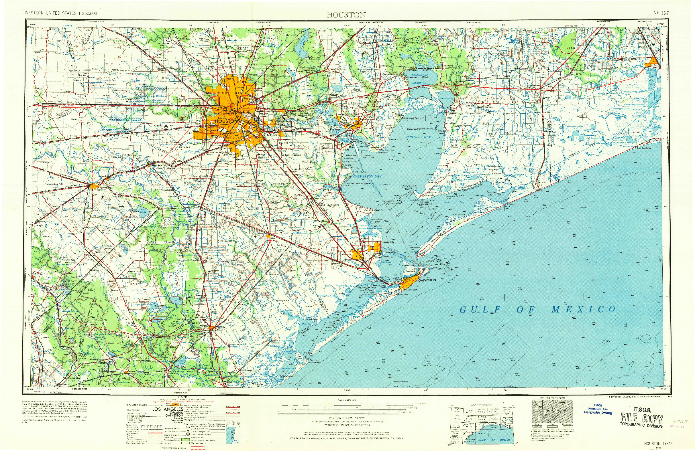 USGS 1:250000-SCALE QUADRANGLE FOR HOUSTON, TX 1956