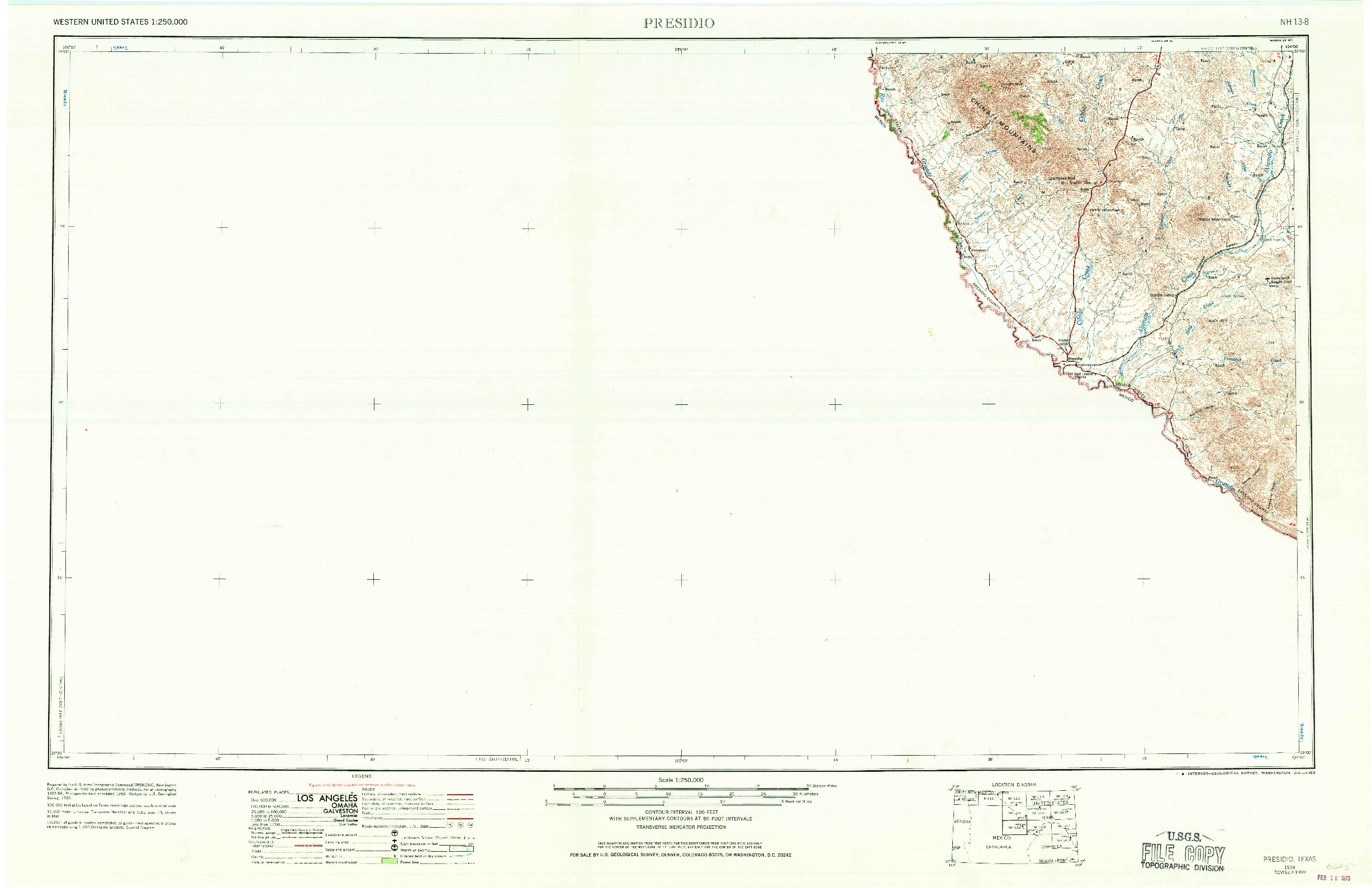 USGS 1:250000-SCALE QUADRANGLE FOR PRESIDIO, TX 1959