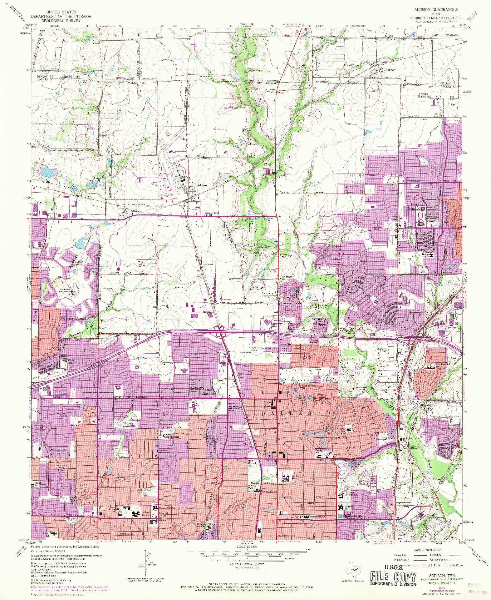 USGS 1:24000-SCALE QUADRANGLE FOR ADDISON, TX 1959