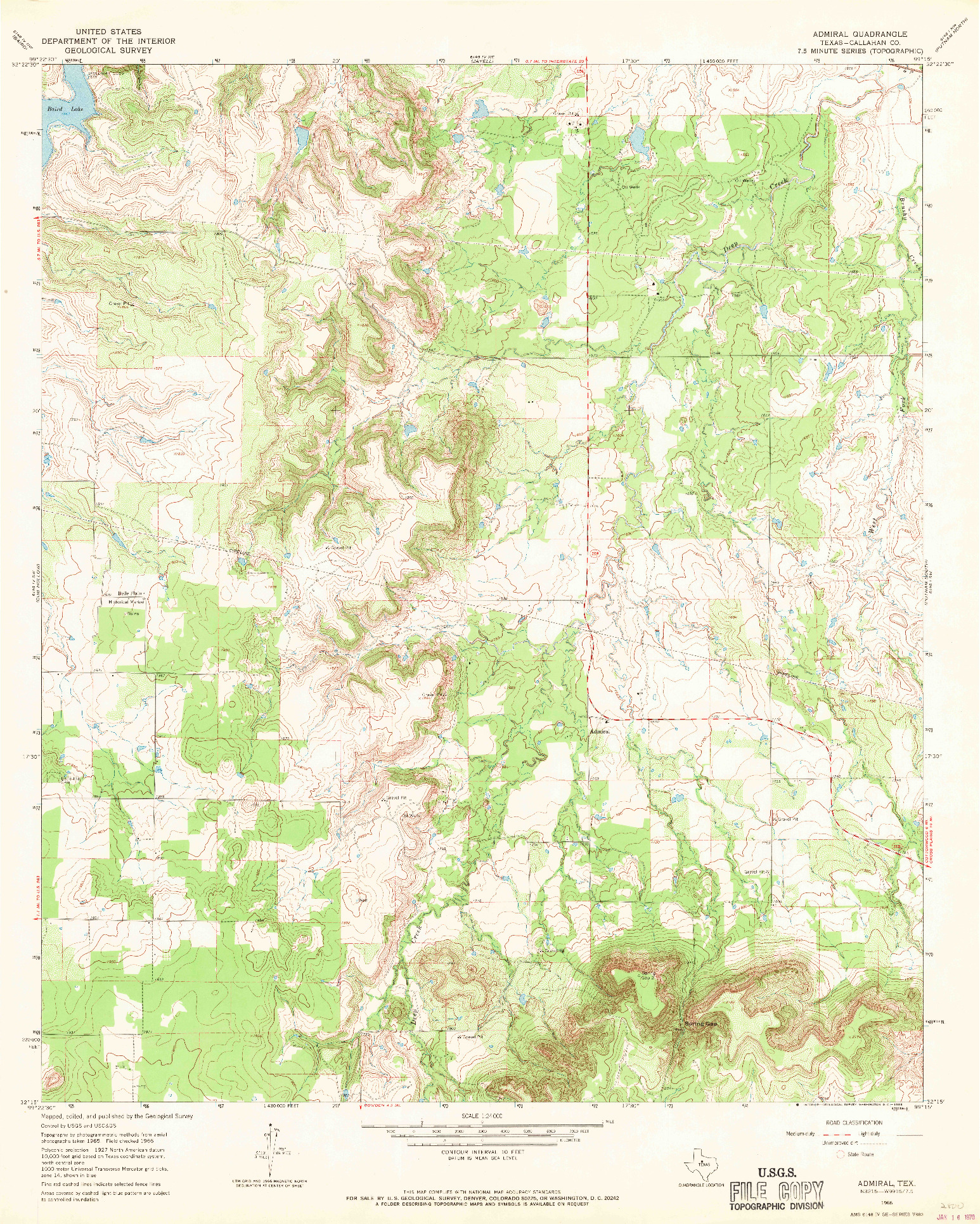 USGS 1:24000-SCALE QUADRANGLE FOR ADMIRAL, TX 1966