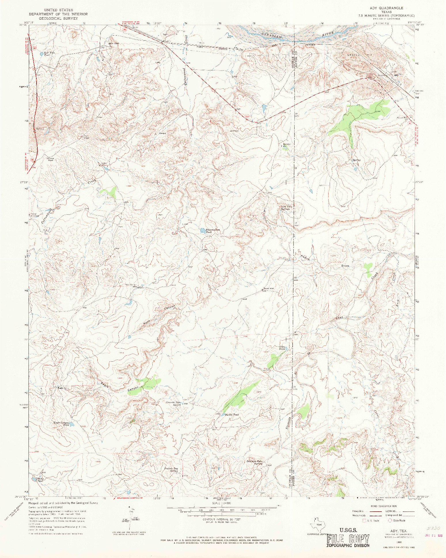 USGS 1:24000-SCALE QUADRANGLE FOR ADY, TX 1966