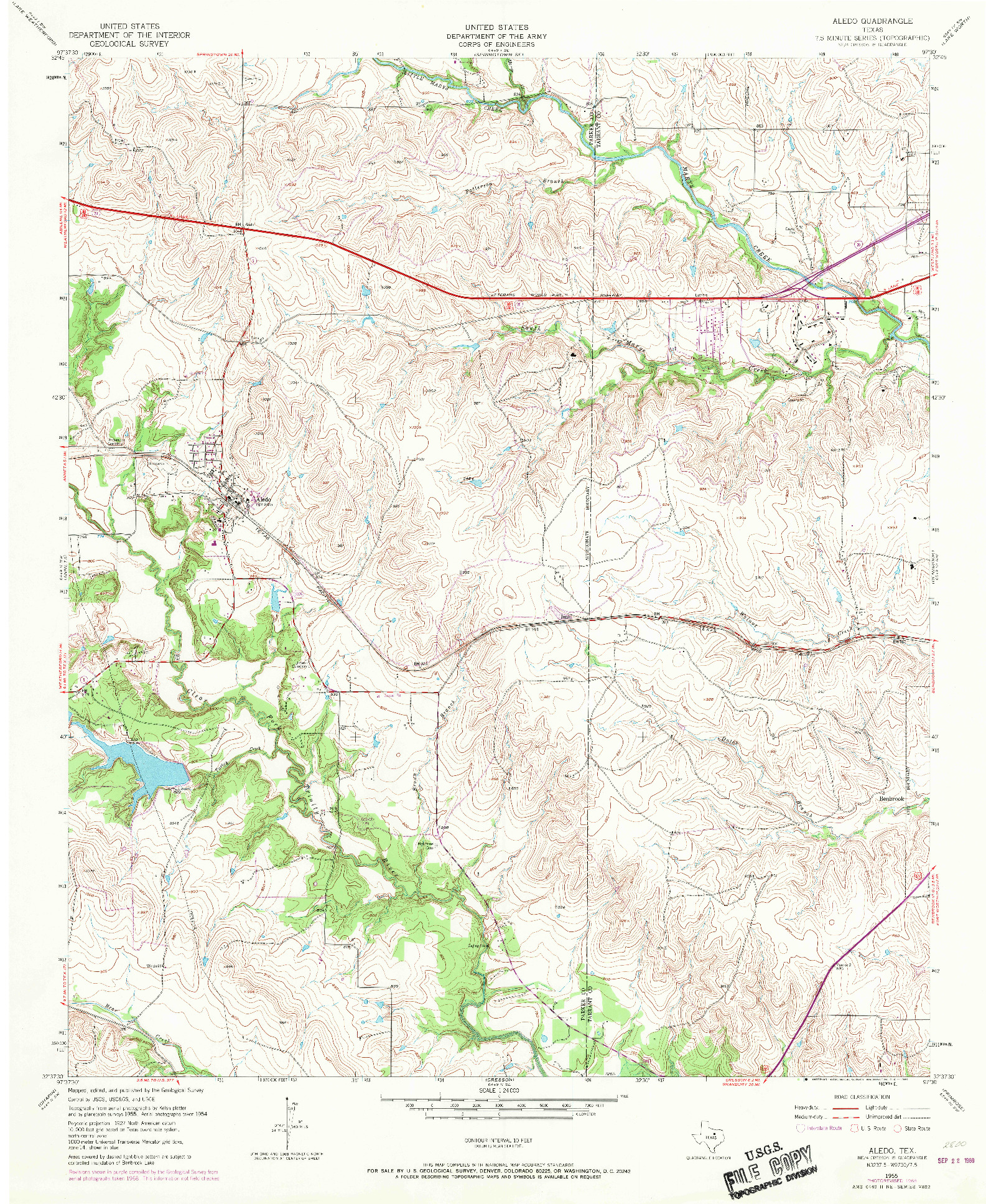 USGS 1:24000-SCALE QUADRANGLE FOR ALEDO, TX 1955