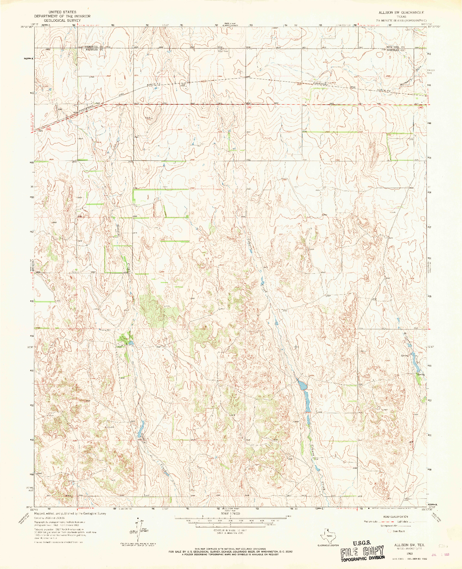 USGS 1:24000-SCALE QUADRANGLE FOR ALLISON SW, TX 1963