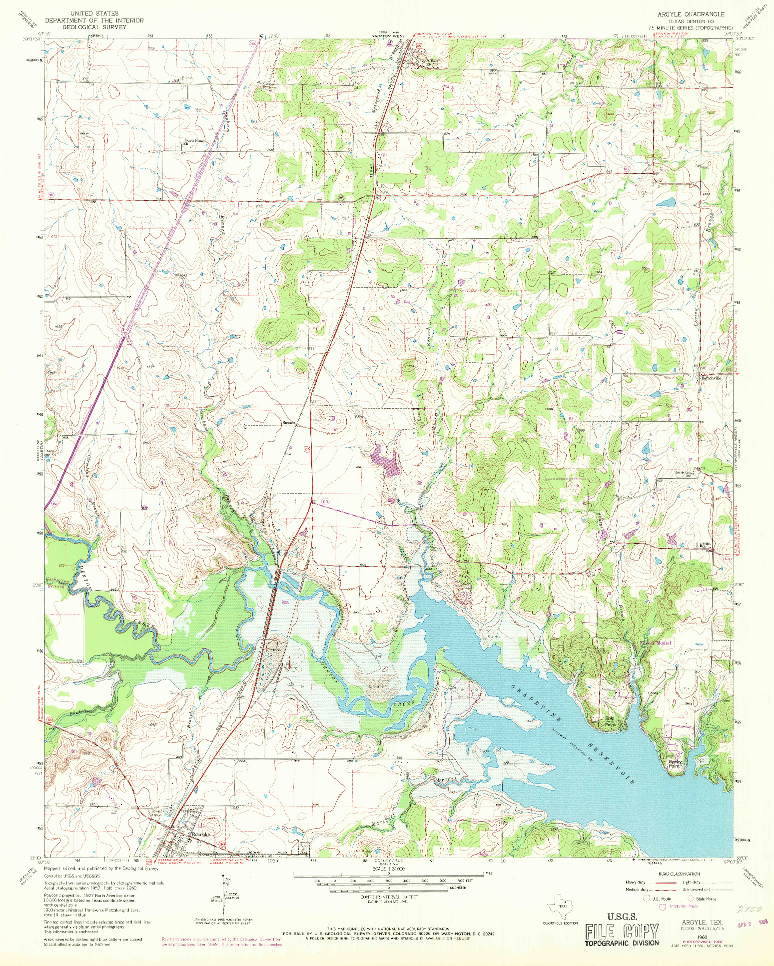 USGS 1:24000-SCALE QUADRANGLE FOR ARGYLE, TX 1960