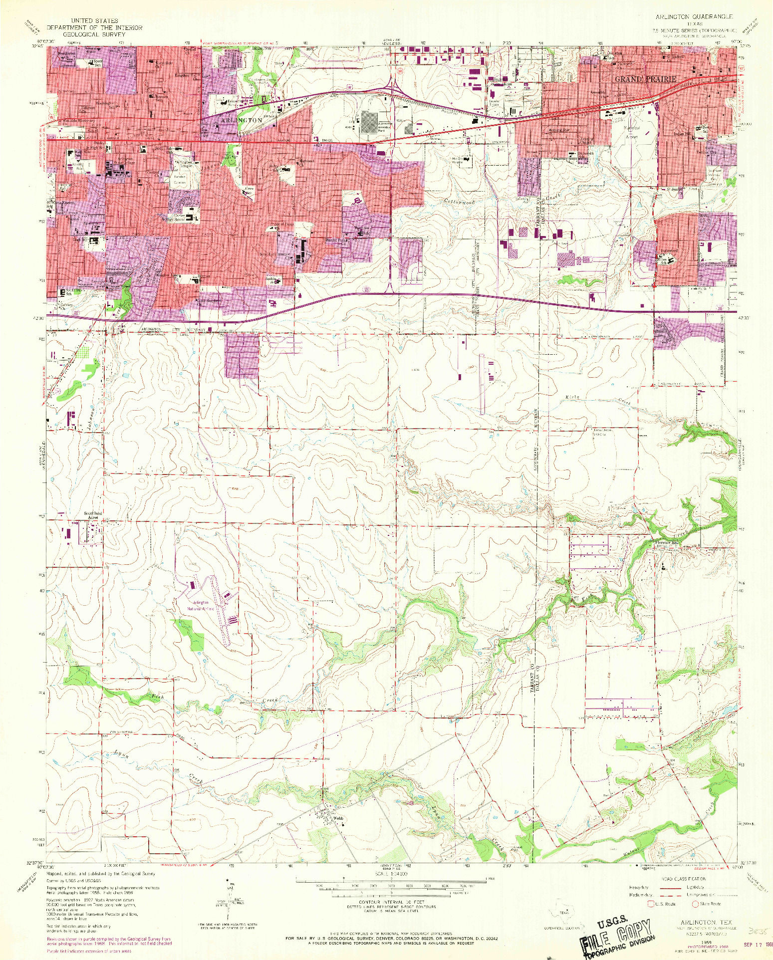 USGS 1:24000-SCALE QUADRANGLE FOR ARLINGTON, TX 1959