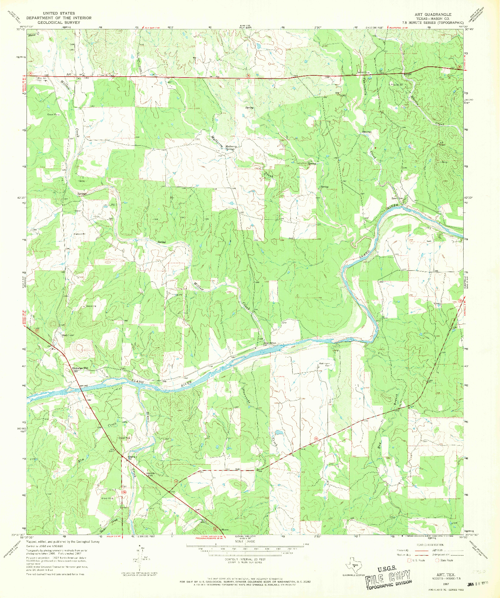 USGS 1:24000-SCALE QUADRANGLE FOR ART, TX 1967