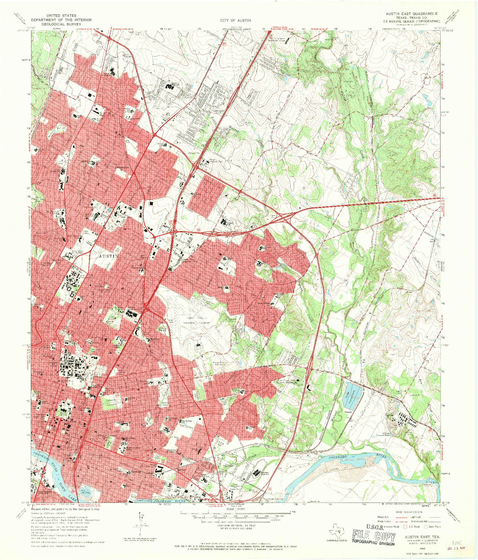 USGS 1:24000-SCALE QUADRANGLE FOR AUSTIN EAST, TX 1966