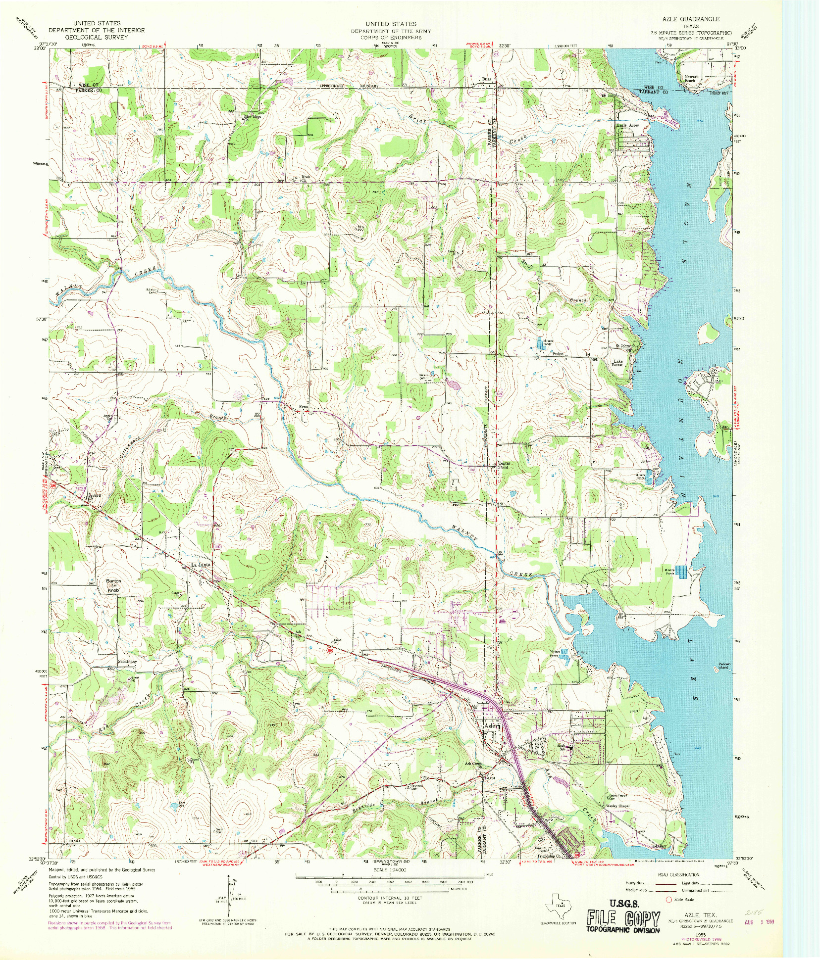 USGS 1:24000-SCALE QUADRANGLE FOR AZLE, TX 1955