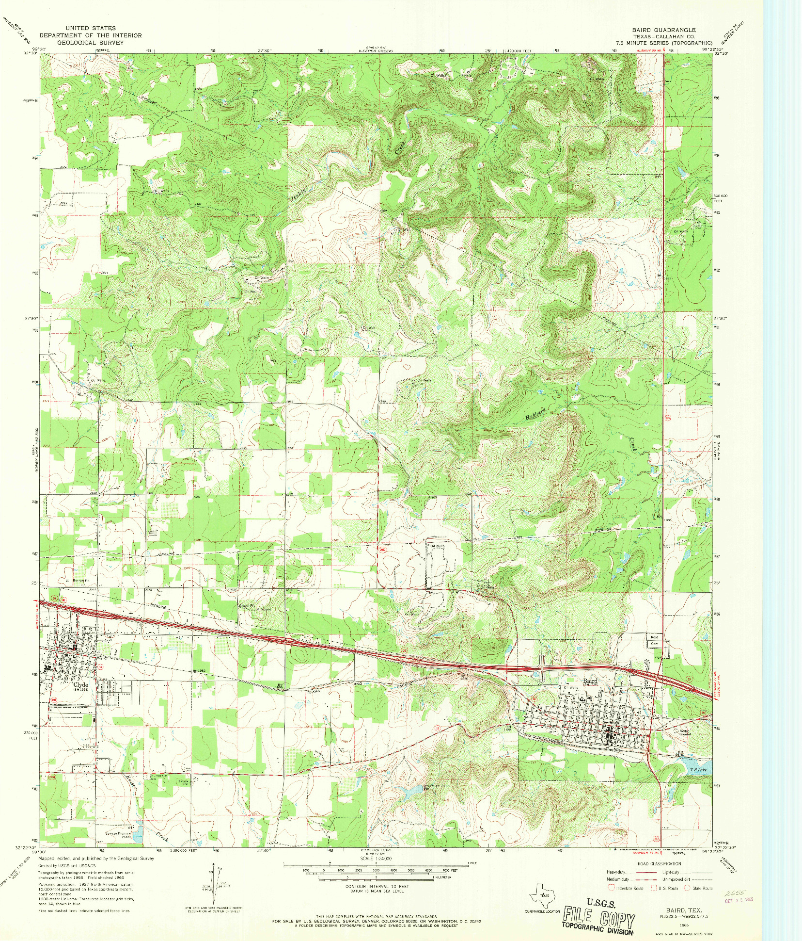 USGS 1:24000-SCALE QUADRANGLE FOR BAIRD, TX 1966