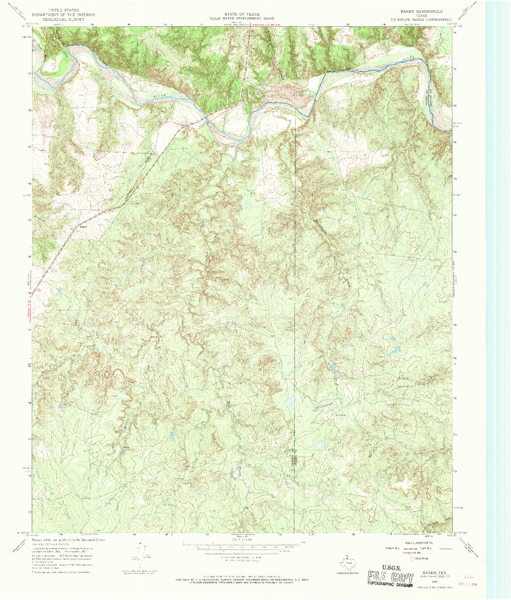 USGS 1:24000-SCALE QUADRANGLE FOR BAKER, TX 1967