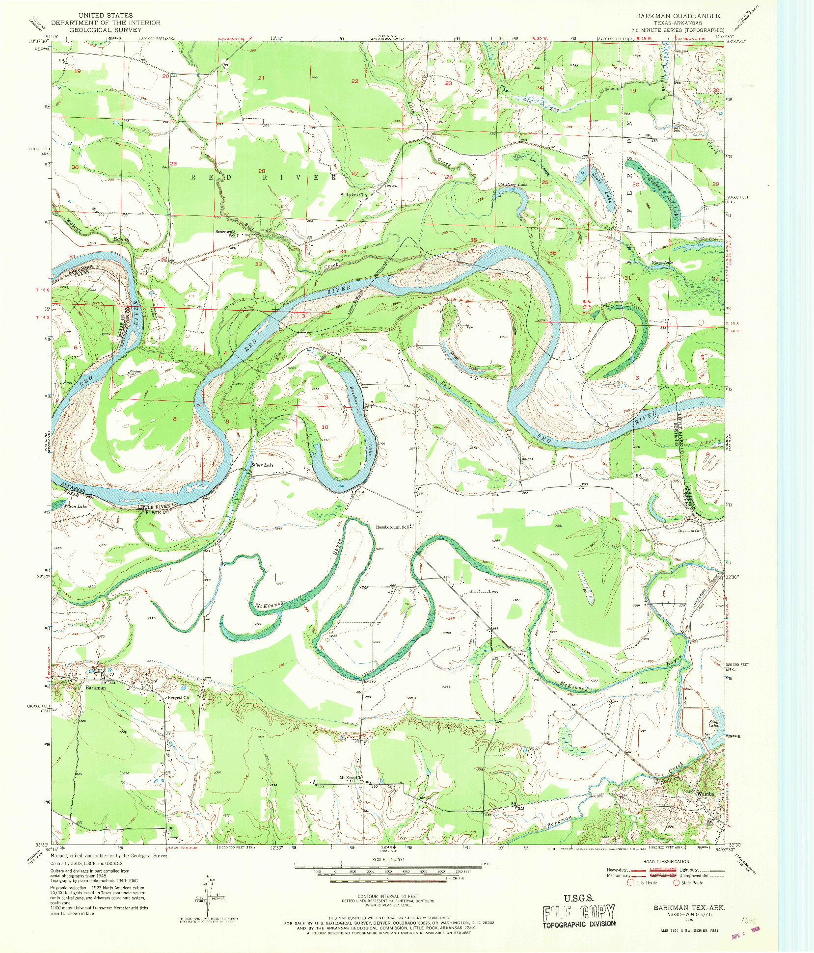 USGS 1:24000-SCALE QUADRANGLE FOR BARKMAN, TX 1950