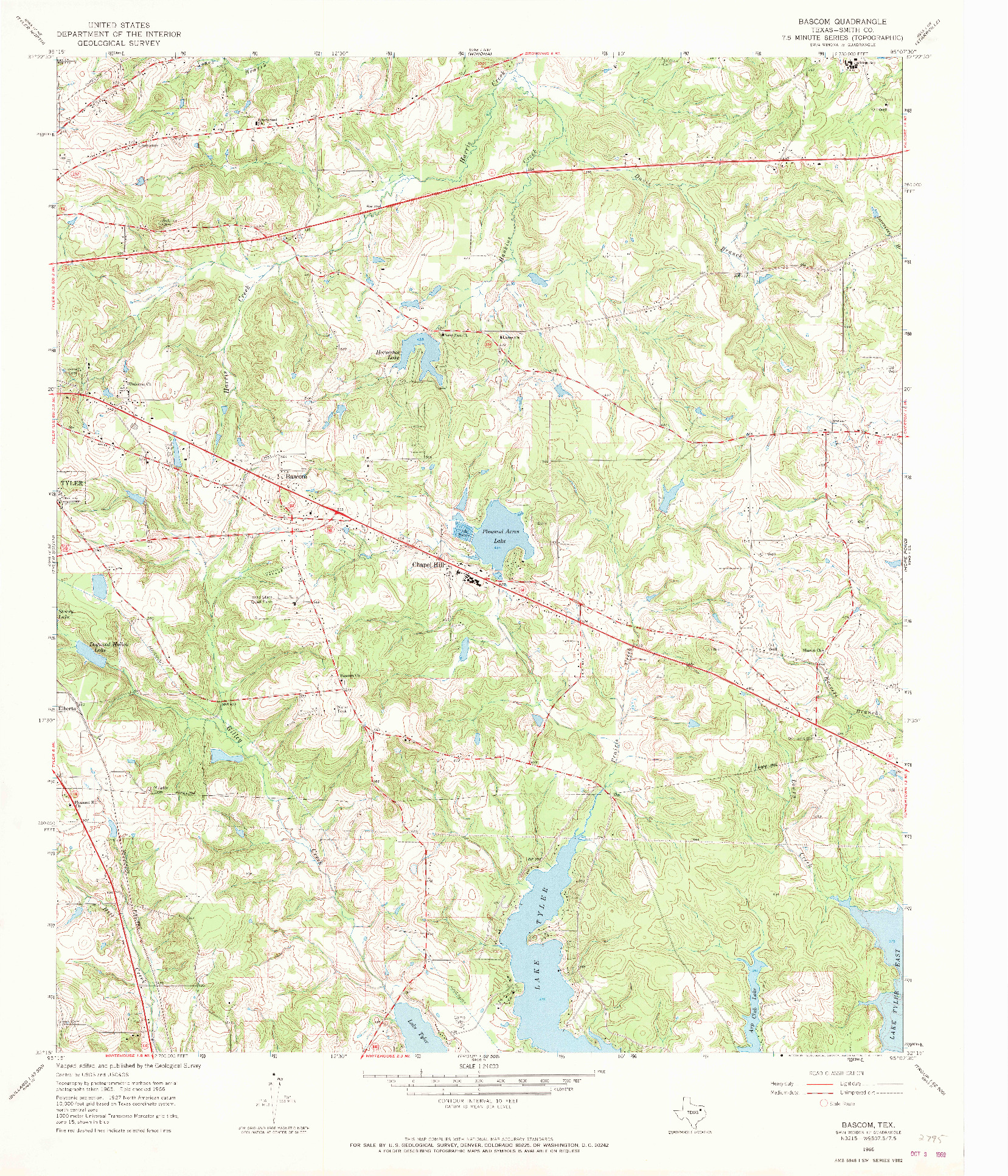 USGS 1:24000-SCALE QUADRANGLE FOR BASCOM, TX 1966