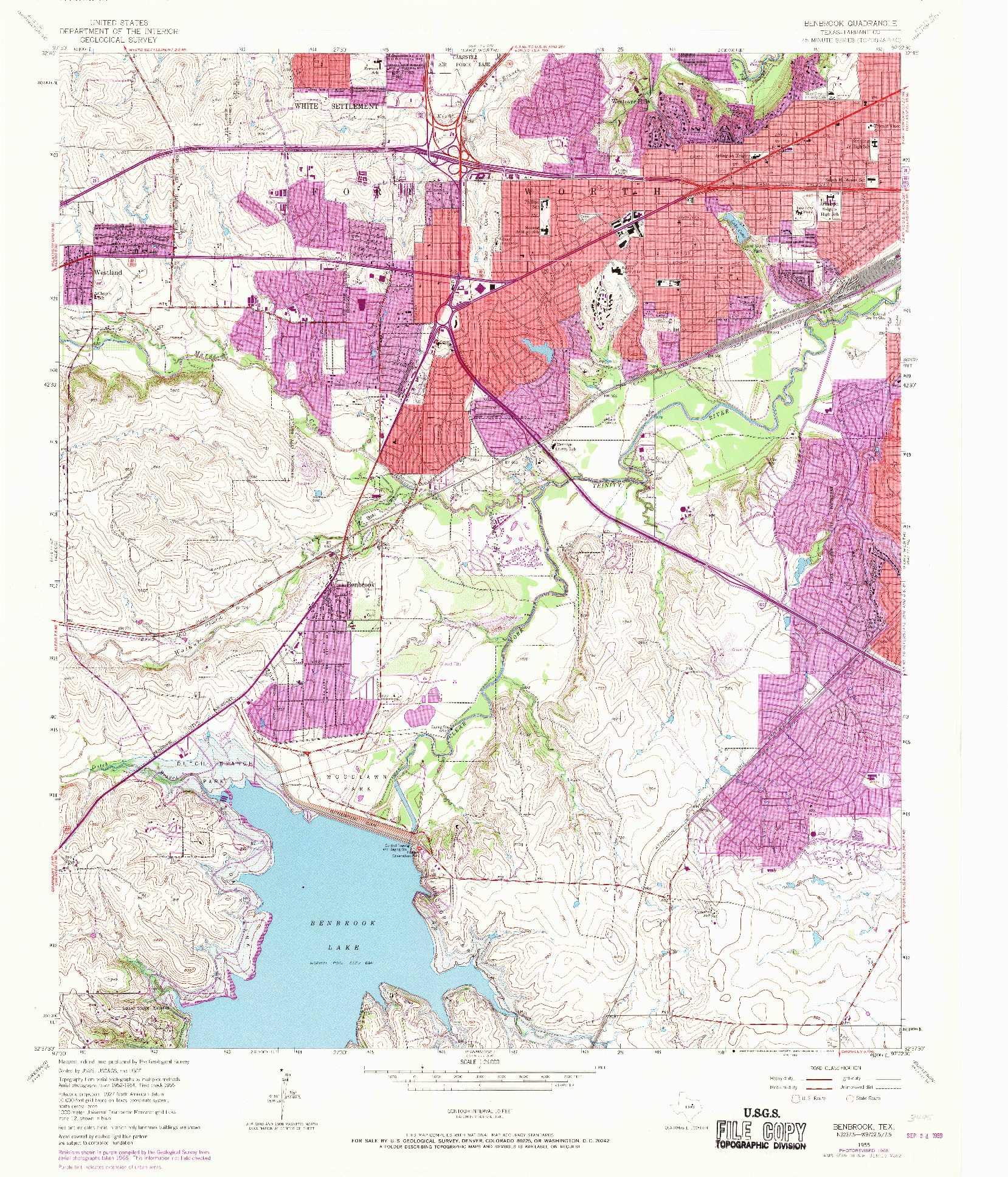 USGS 1:24000-SCALE QUADRANGLE FOR BENBROOK, TX 1955