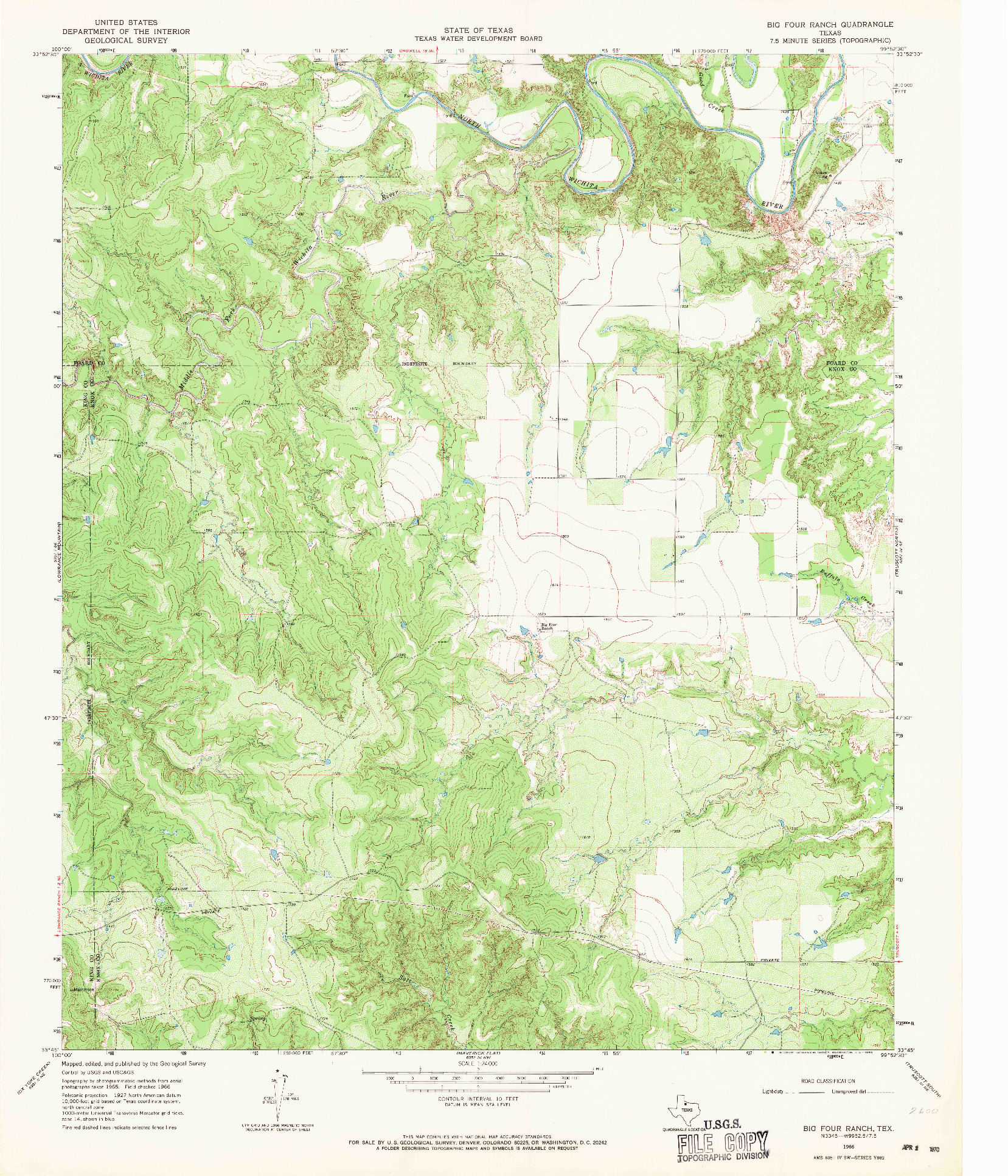 USGS 1:24000-SCALE QUADRANGLE FOR BIG FOUR RANCH, TX 1966