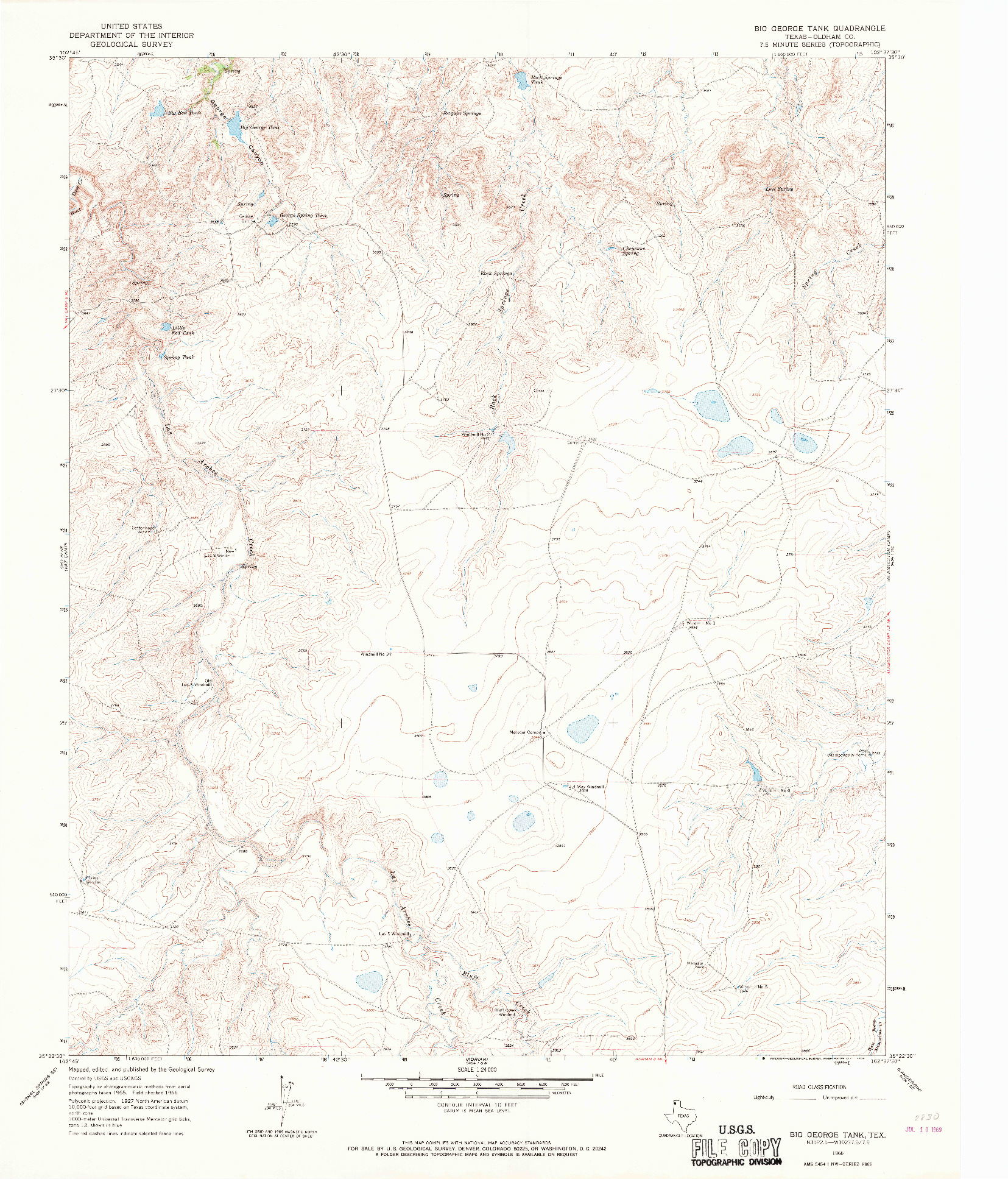 USGS 1:24000-SCALE QUADRANGLE FOR BIG GEORGE TANK, TX 1966