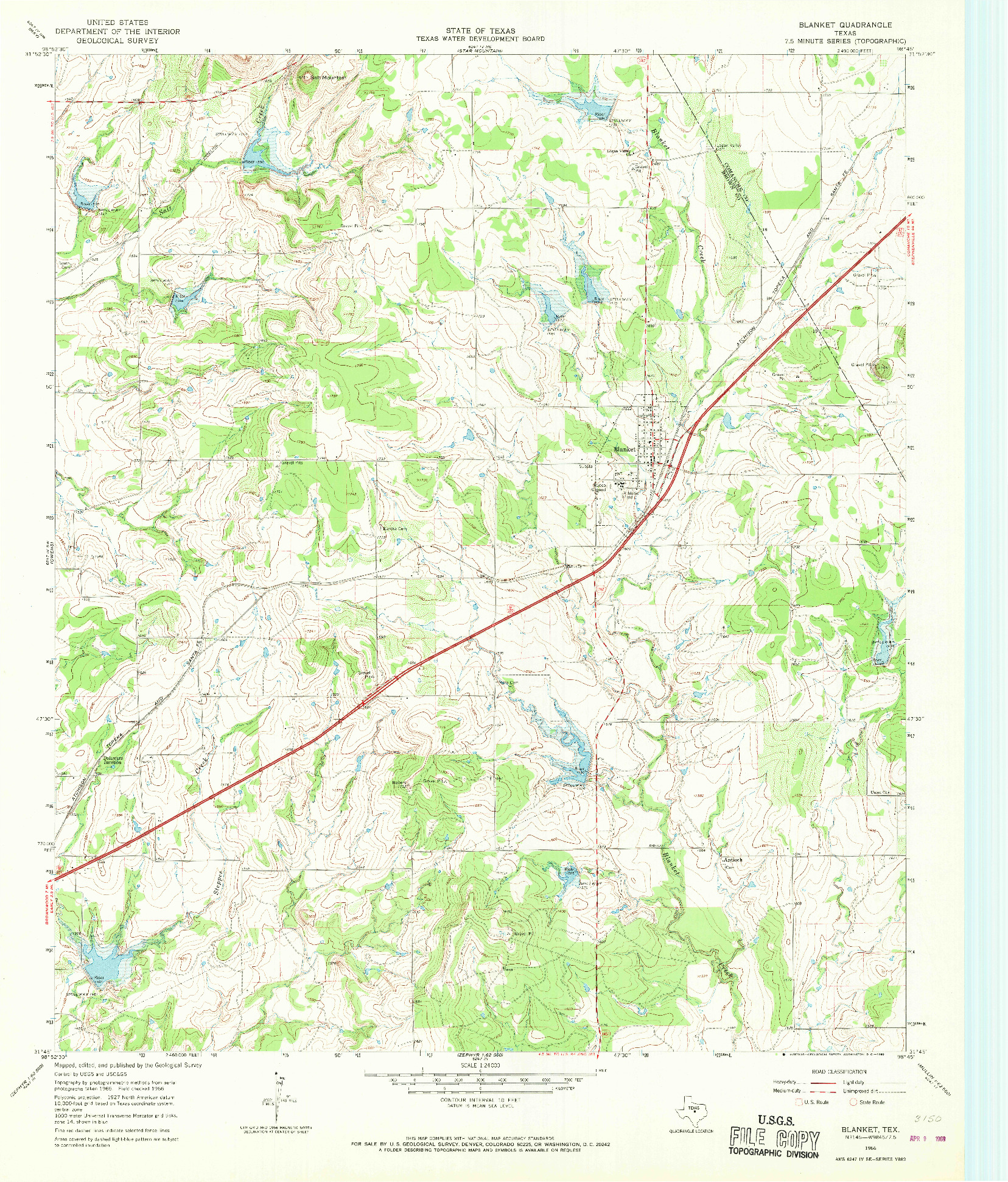 USGS 1:24000-SCALE QUADRANGLE FOR BLANKET, TX 1966